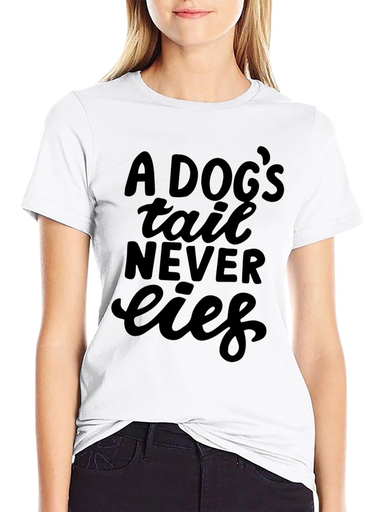 Black A Dog's Tail Never Lies Graphic Tee view 9