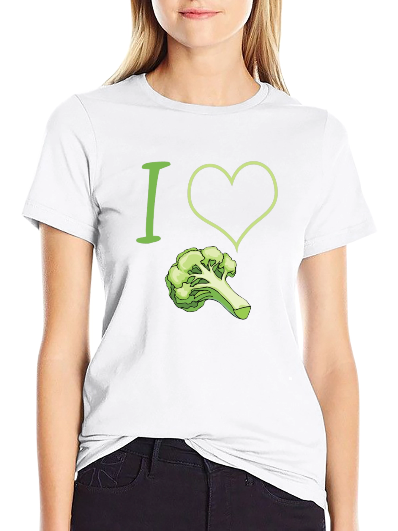 Black I Love Broccoli T-Shirt - Funny Vegan Tee view 9