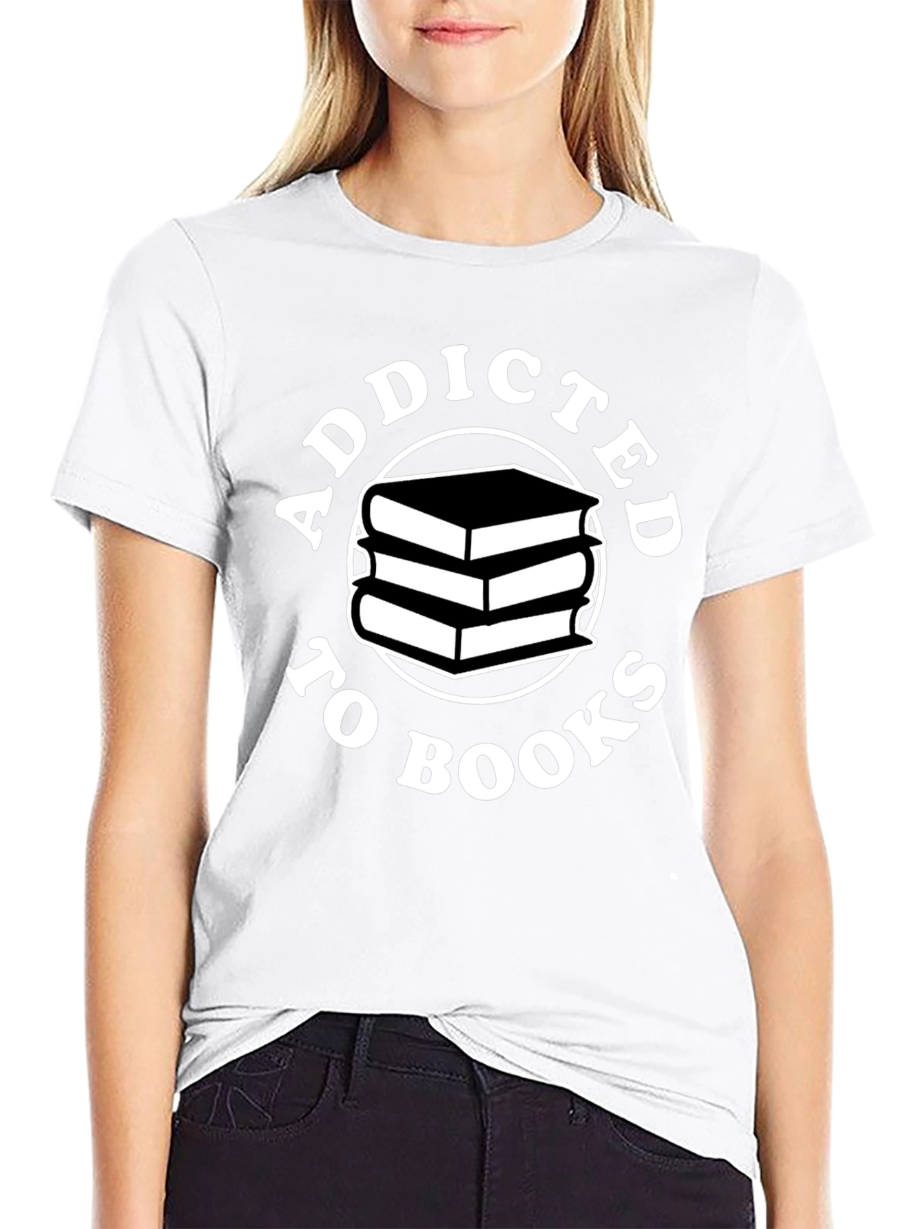Black Addicted to Books T-Shirt view 9