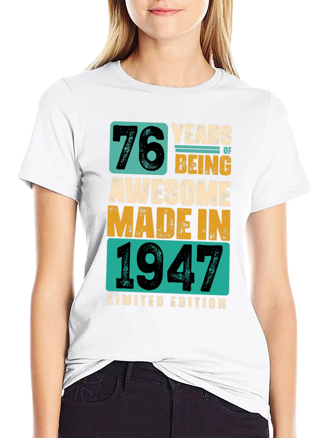 Black 76 Years Awesome T-Shirt Made in 1947 Limited Edition view 9