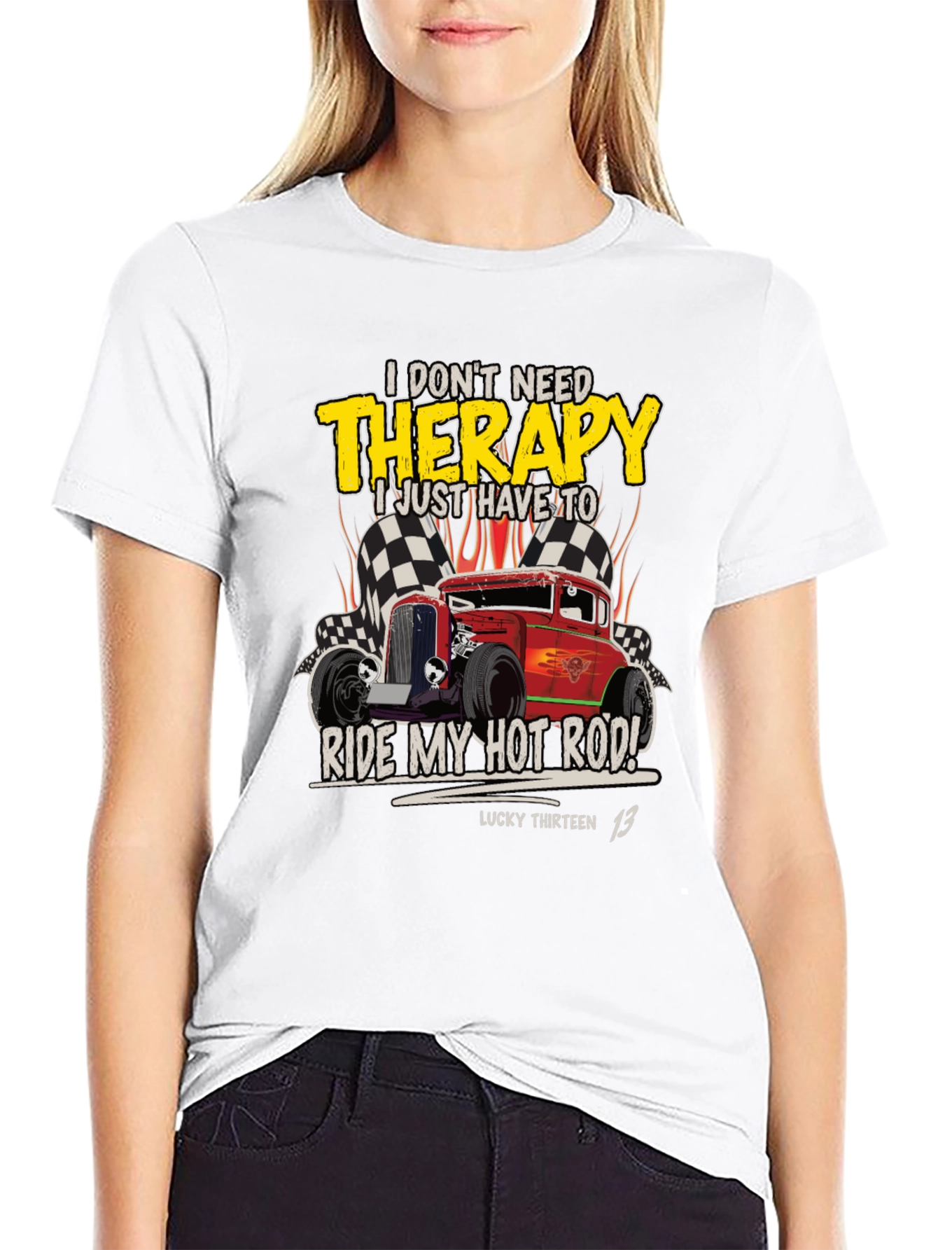Black Hot Rod Therapy T-Shirt - Lucky Thirteen 13 view 9