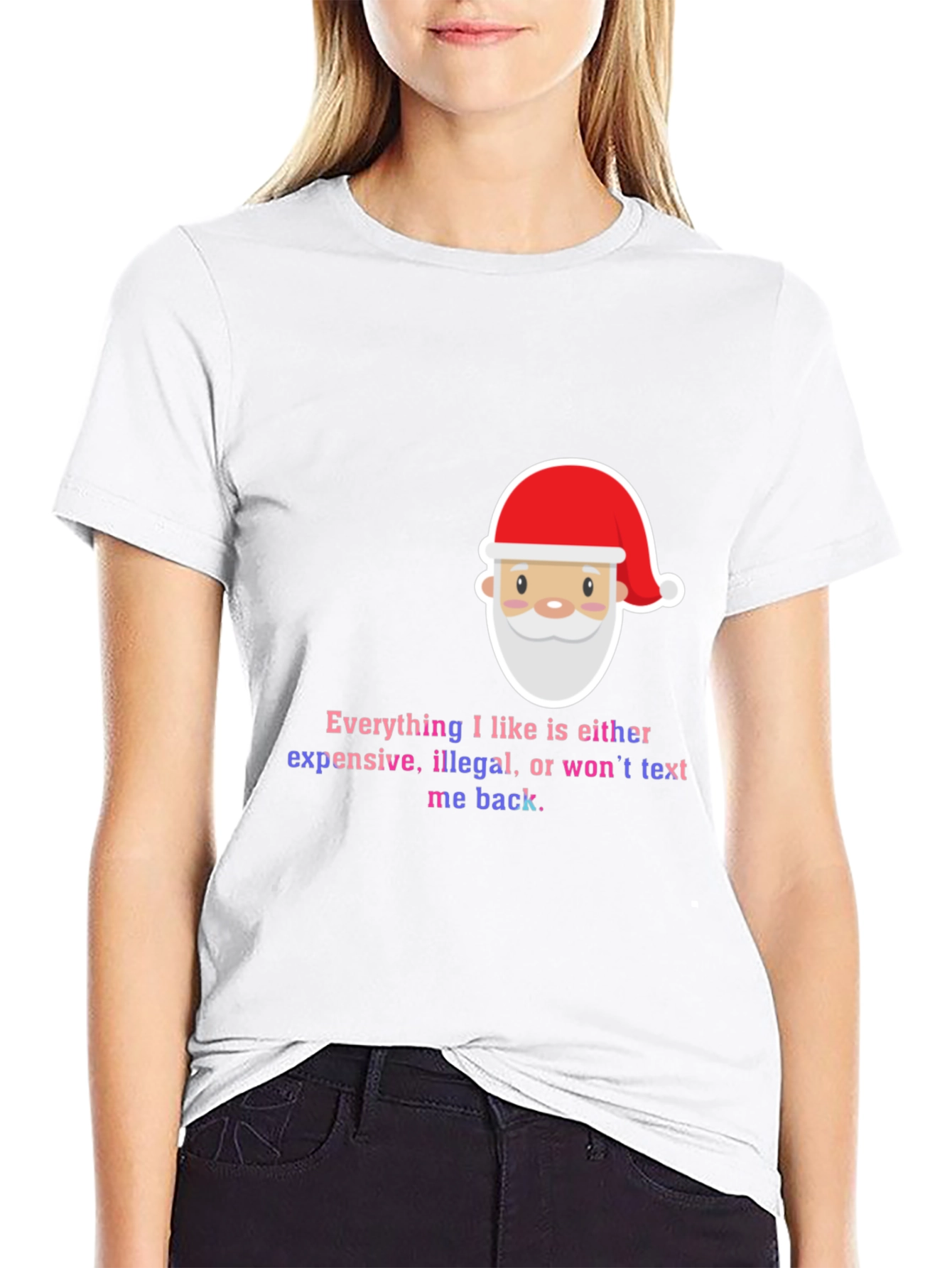 Black Funny Santa Everything I Like Men's Black T-Shirt view 9