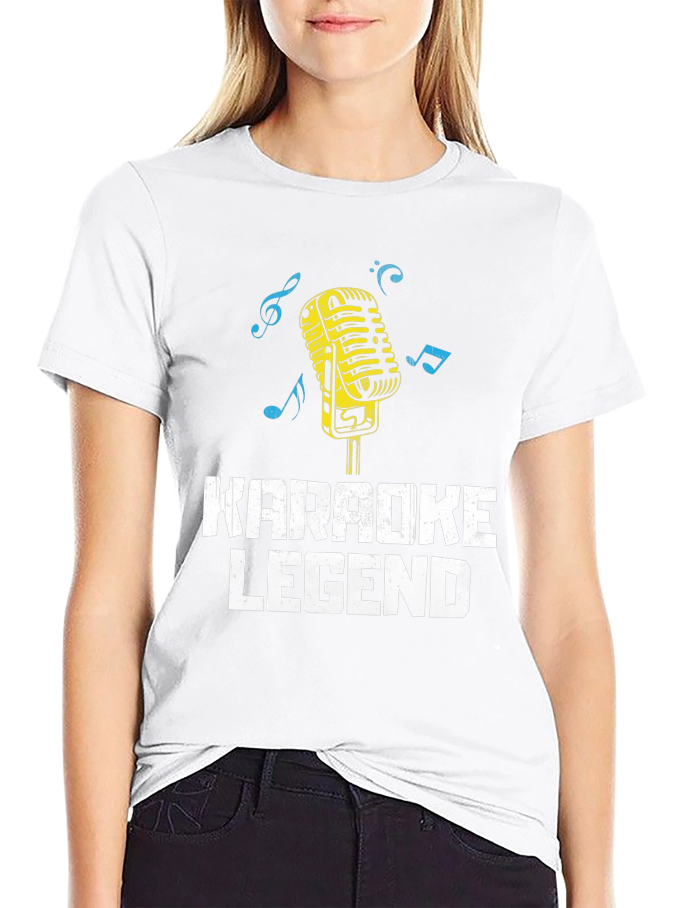 Black Karaoke Legend Graphic Tee - Retro Microphone Design view 9