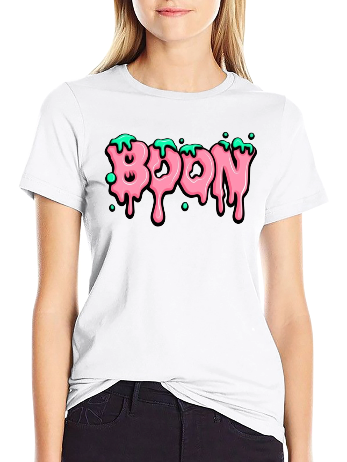 Black Boon Graphic Tee - Pink Slime Drip Design - Casual Comfort view 9