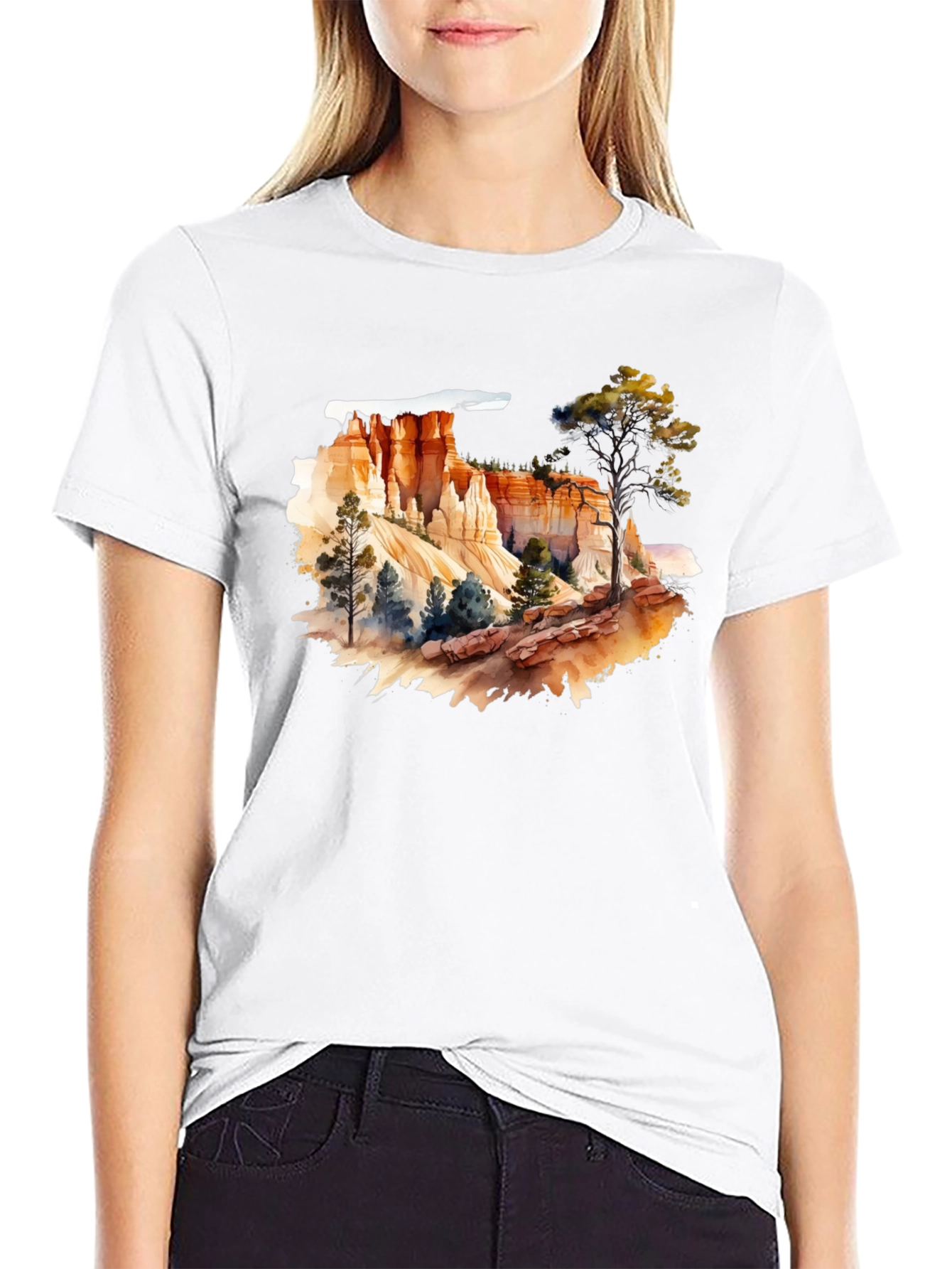 Black Bryce Canyon Watercolor Graphic Tee - Black view 9