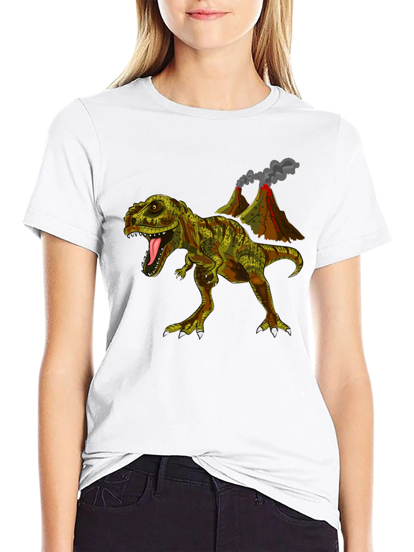 Black Dino Volcano T-Shirt - Jurassic Cool view 9