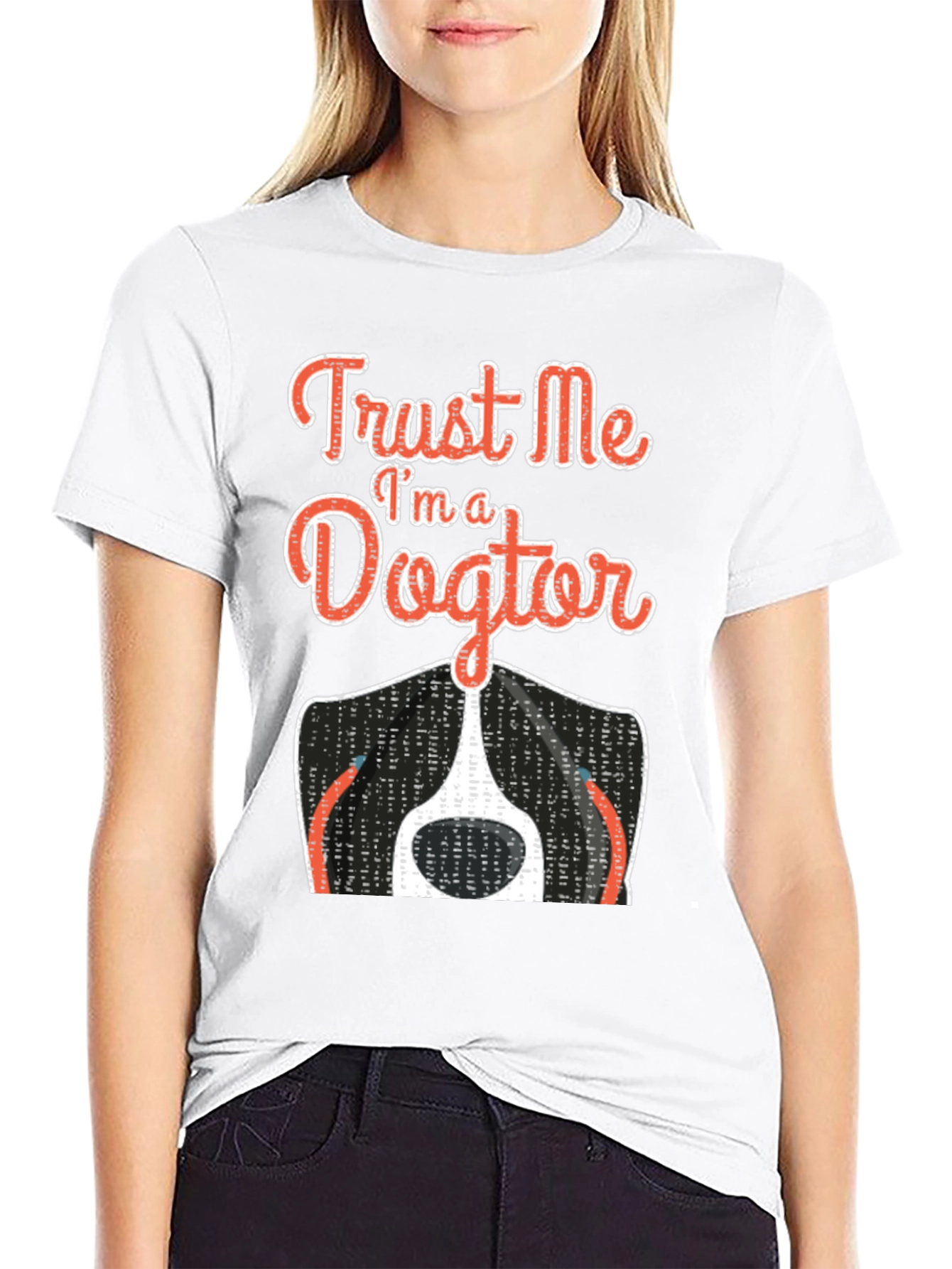 Black Trust Me I'm A Dogtor Funny Dog T-Shirt view 9
