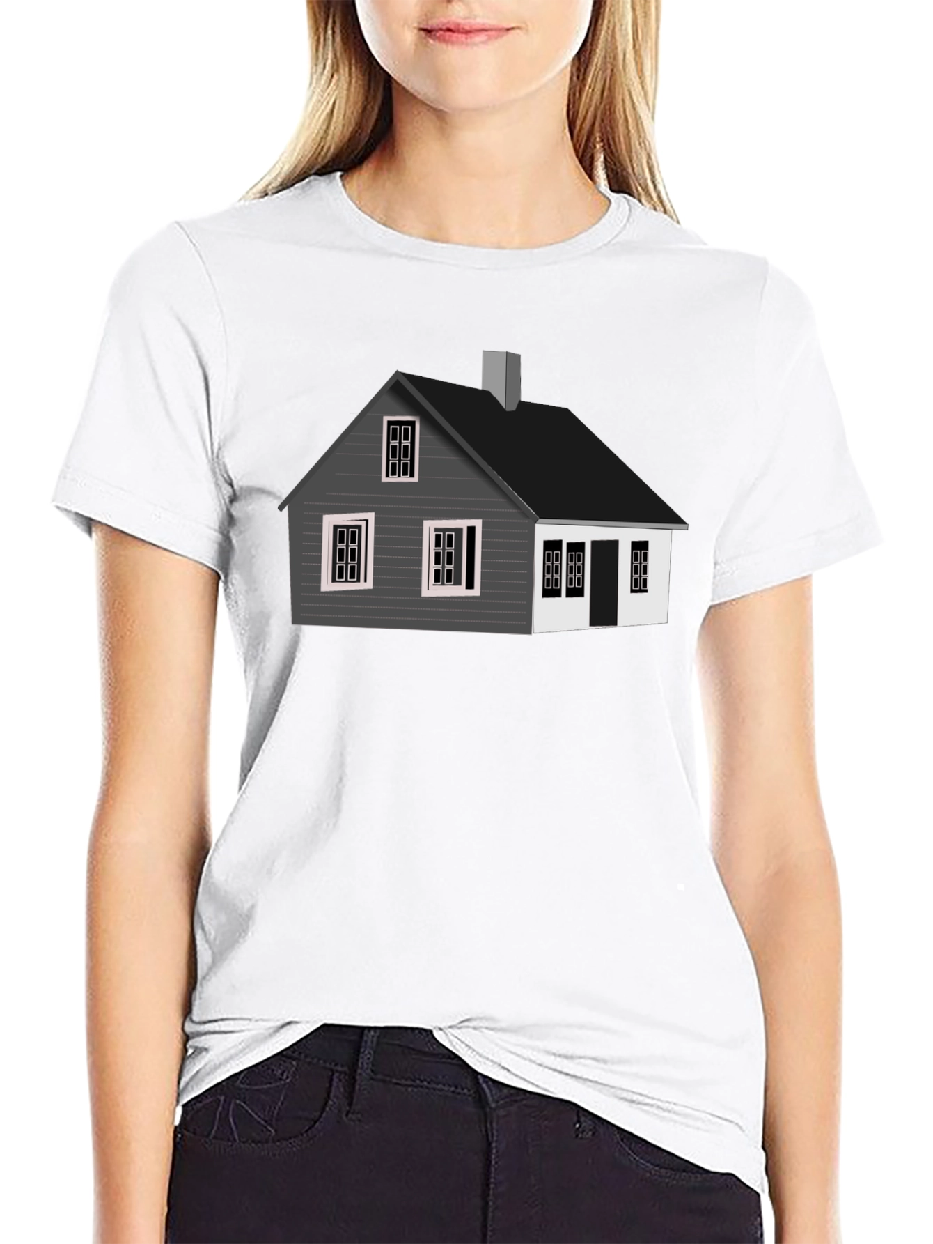 Black House Graphic Tee - Black Cotton T-Shirt view 9