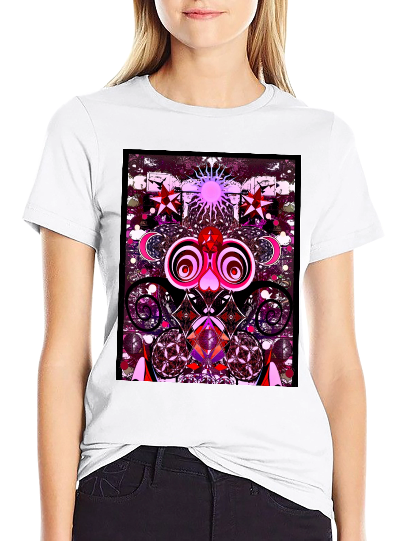 Black Psychedelic Art Graphic Tee view 9
