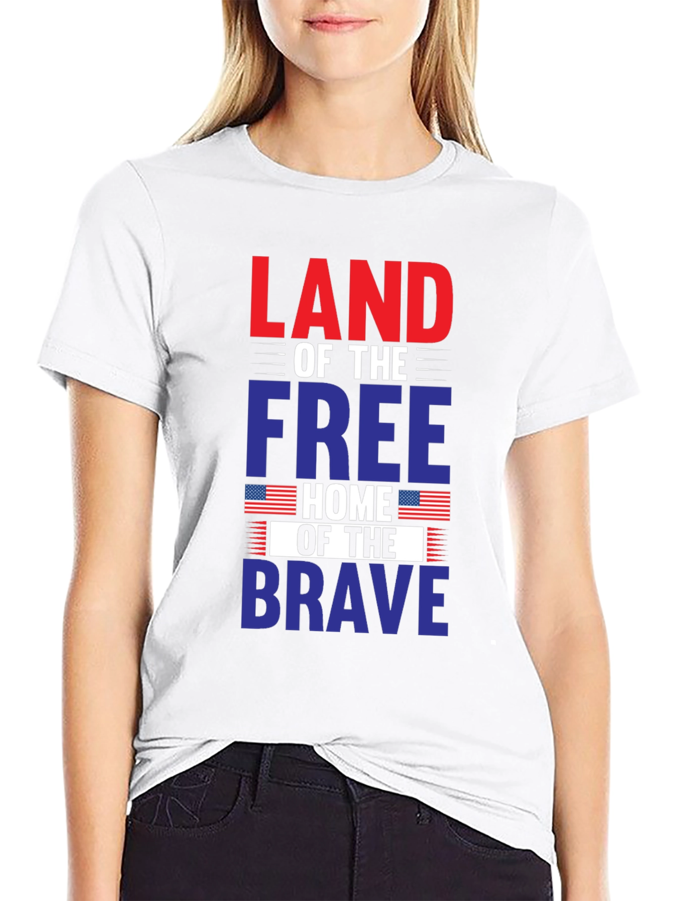 Black Patriotic T-Shirt: Land of the Free, Home of the Brave view 9