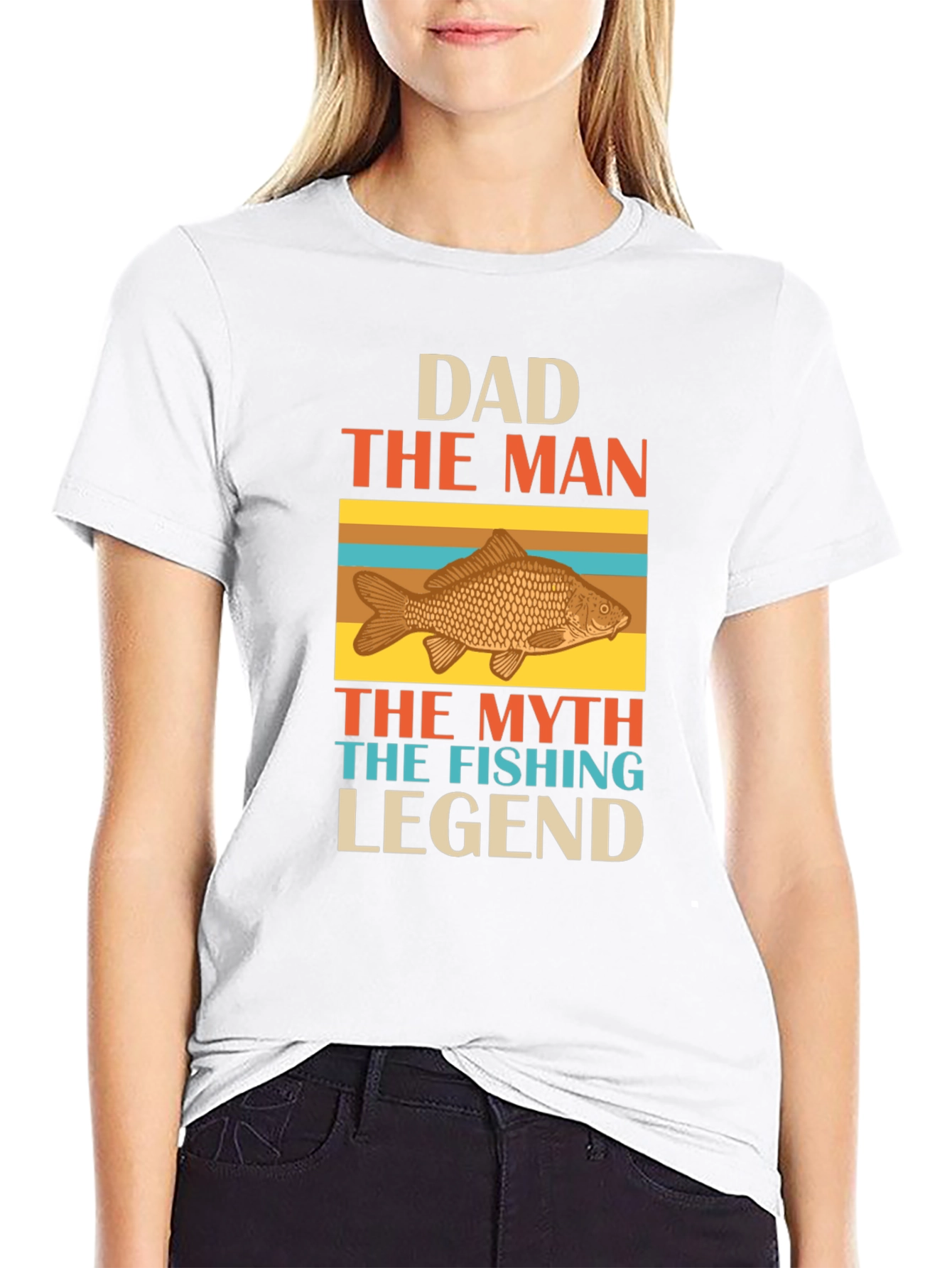 Black Dad Fishing Legend Graphic T-Shirt view 9