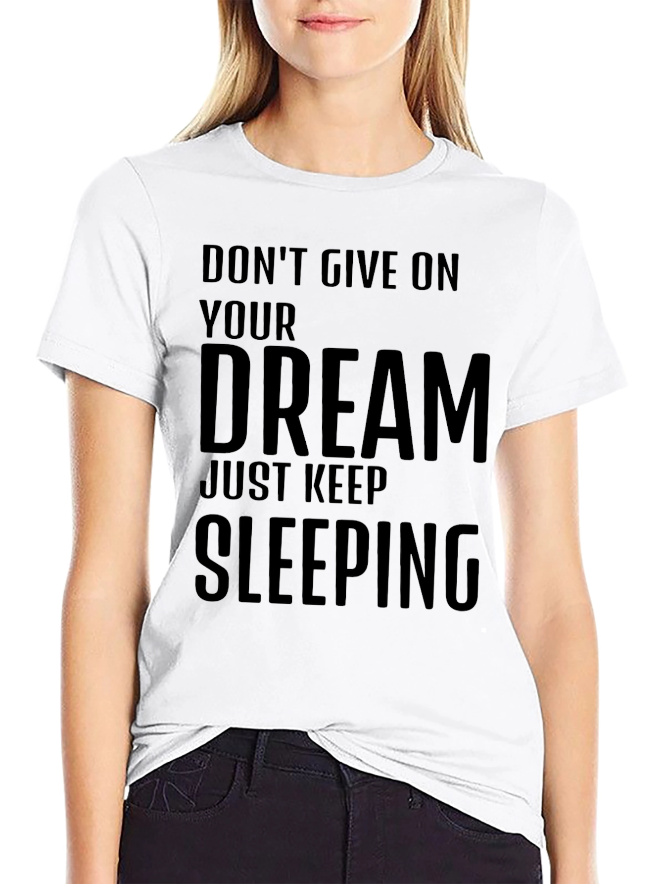 Black Funny Sleepy Dreamer Black T-Shirt view 9