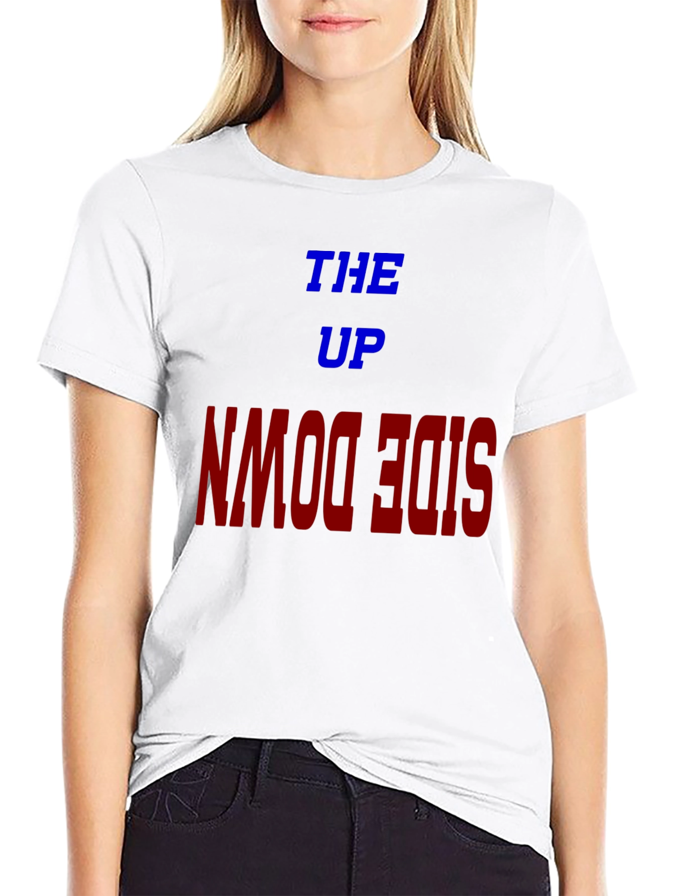 Black The Up Upside Down Graphic Tee - Trendy Unisex T-Shirt view 9