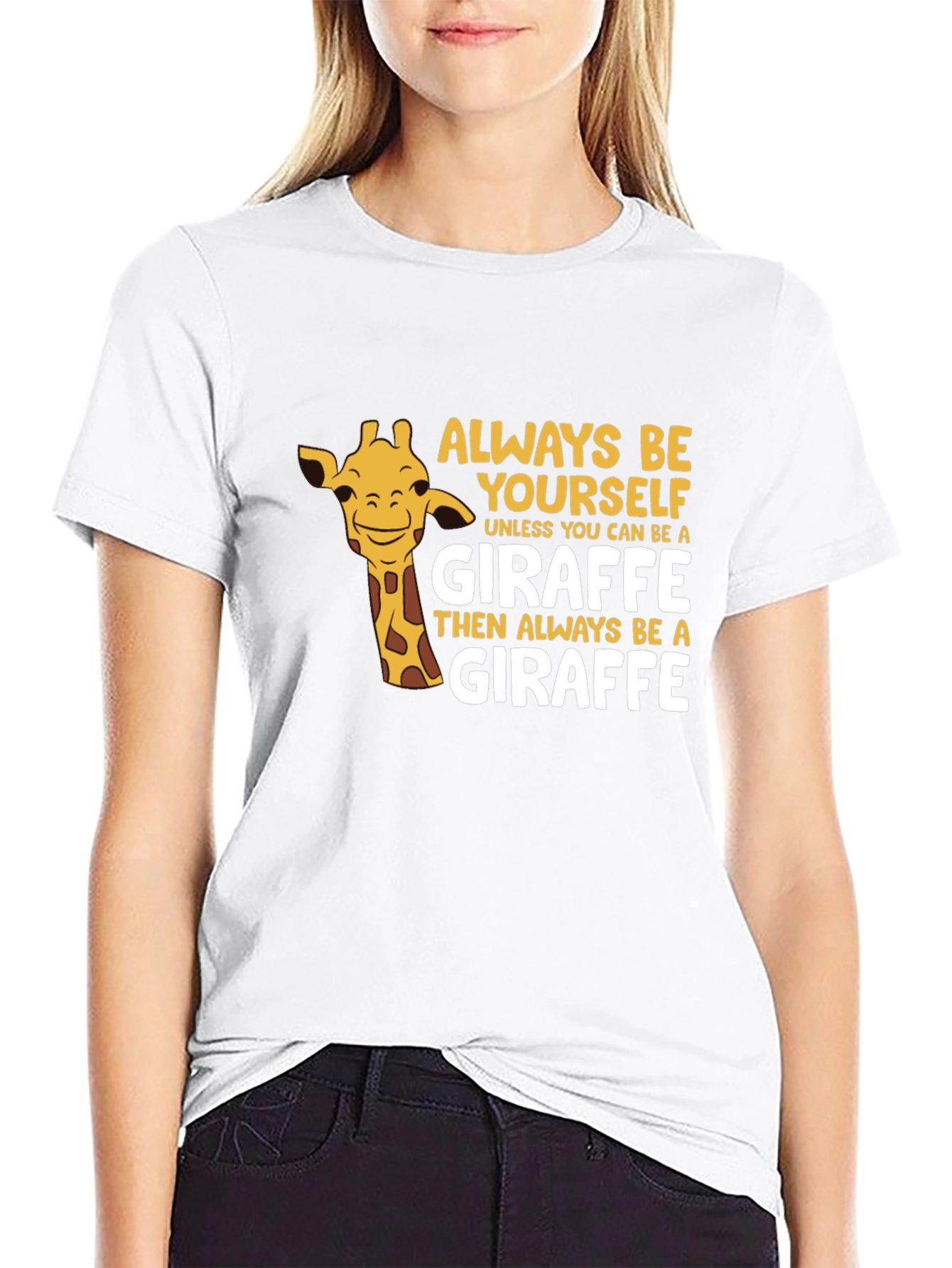 Black Always Be Yourself Giraffe T-Shirt - Funny Animal Tee view 9