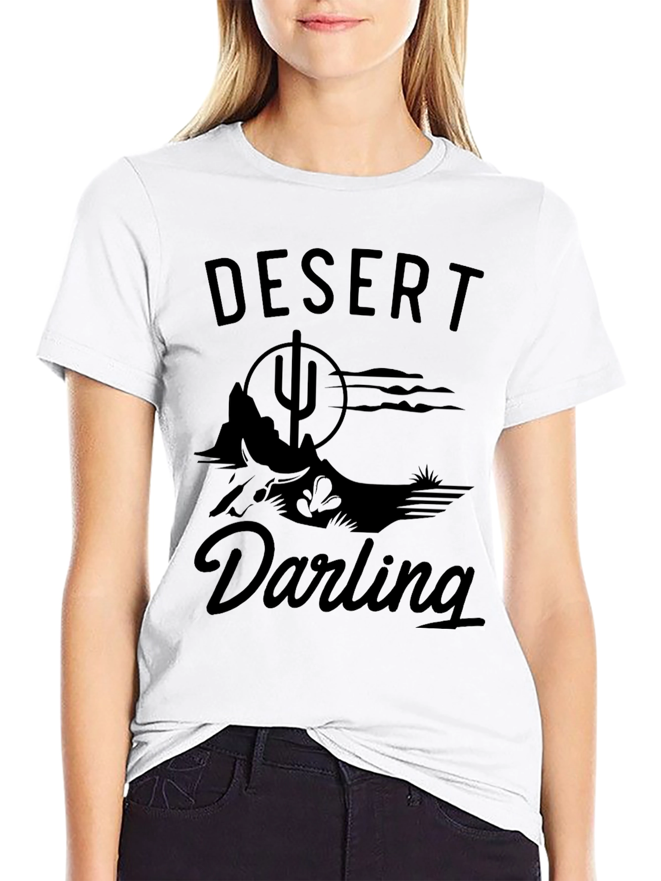 Black Desert Darling Graphic T-Shirt - Black Cotton Tee view 9