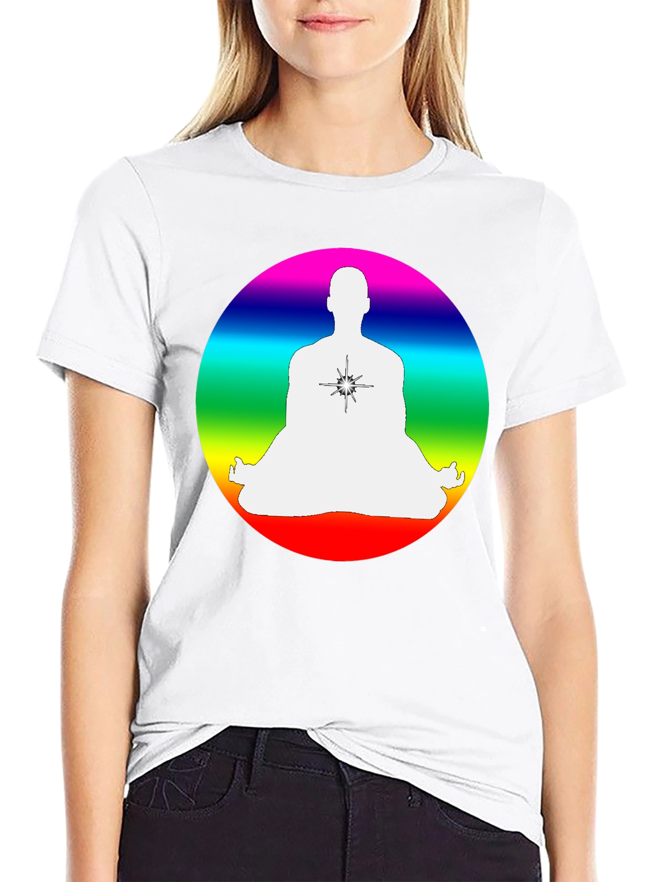 Black Rainbow Chakra Meditation T-Shirt - Black view 9