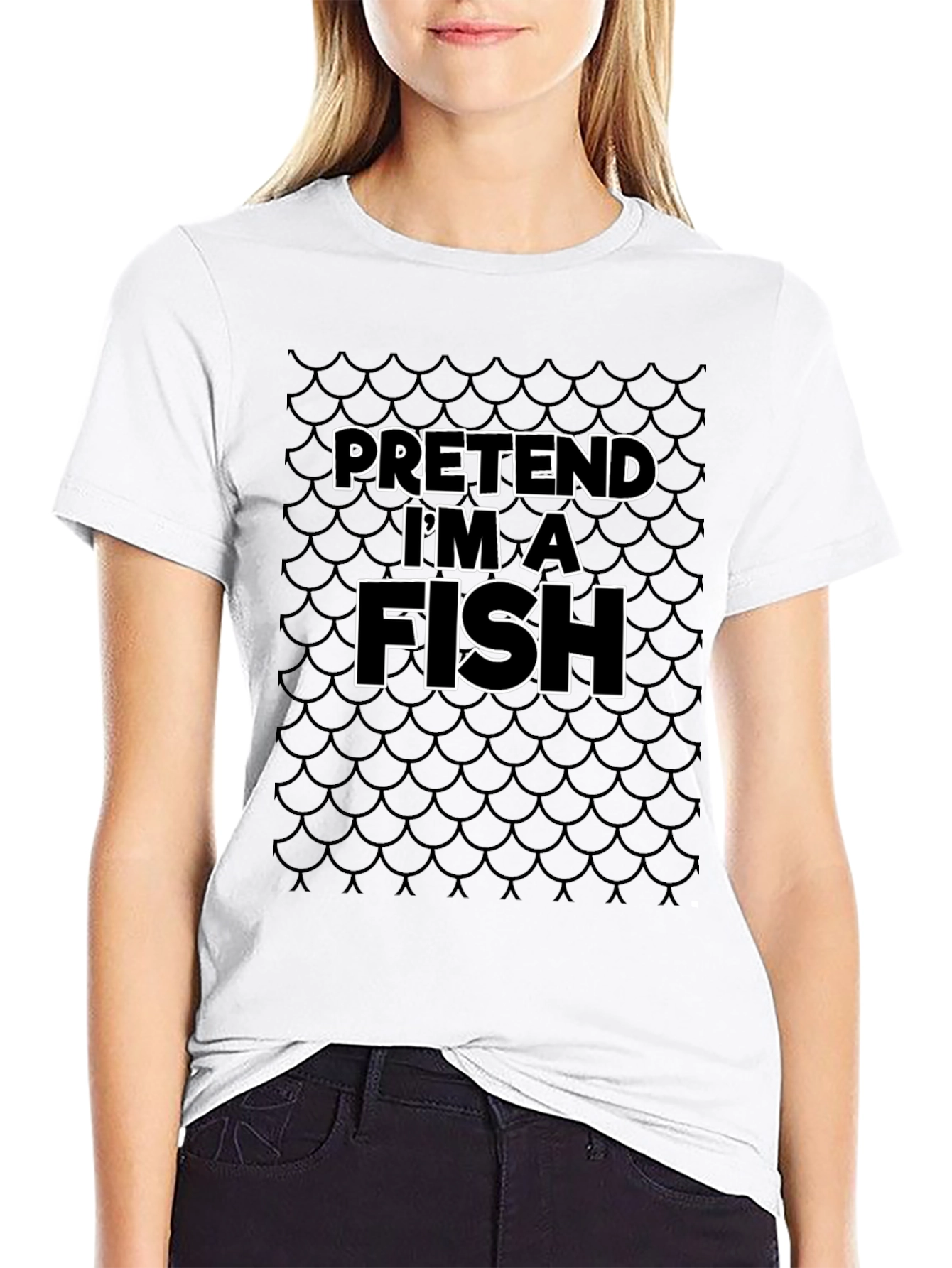 Black Pretend I'm A Fish Black T-Shirt view 9