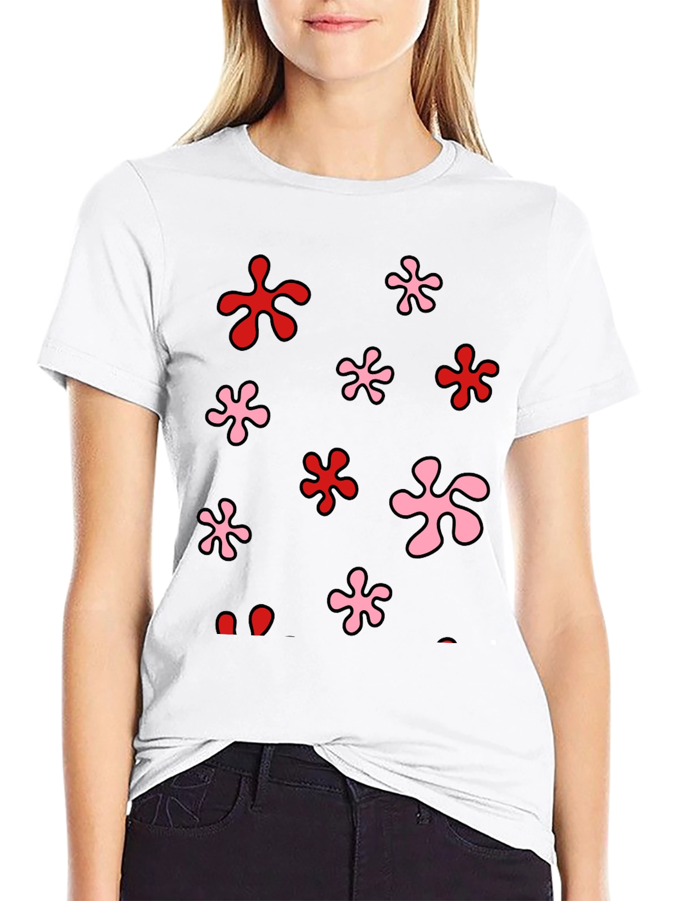 Black Funky Floral Print Black T-Shirt view 9