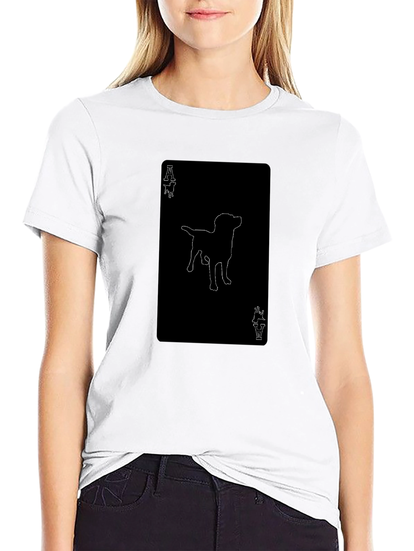Black Ace of Paws T-Shirt - Black Tee with Dog Outline view 9