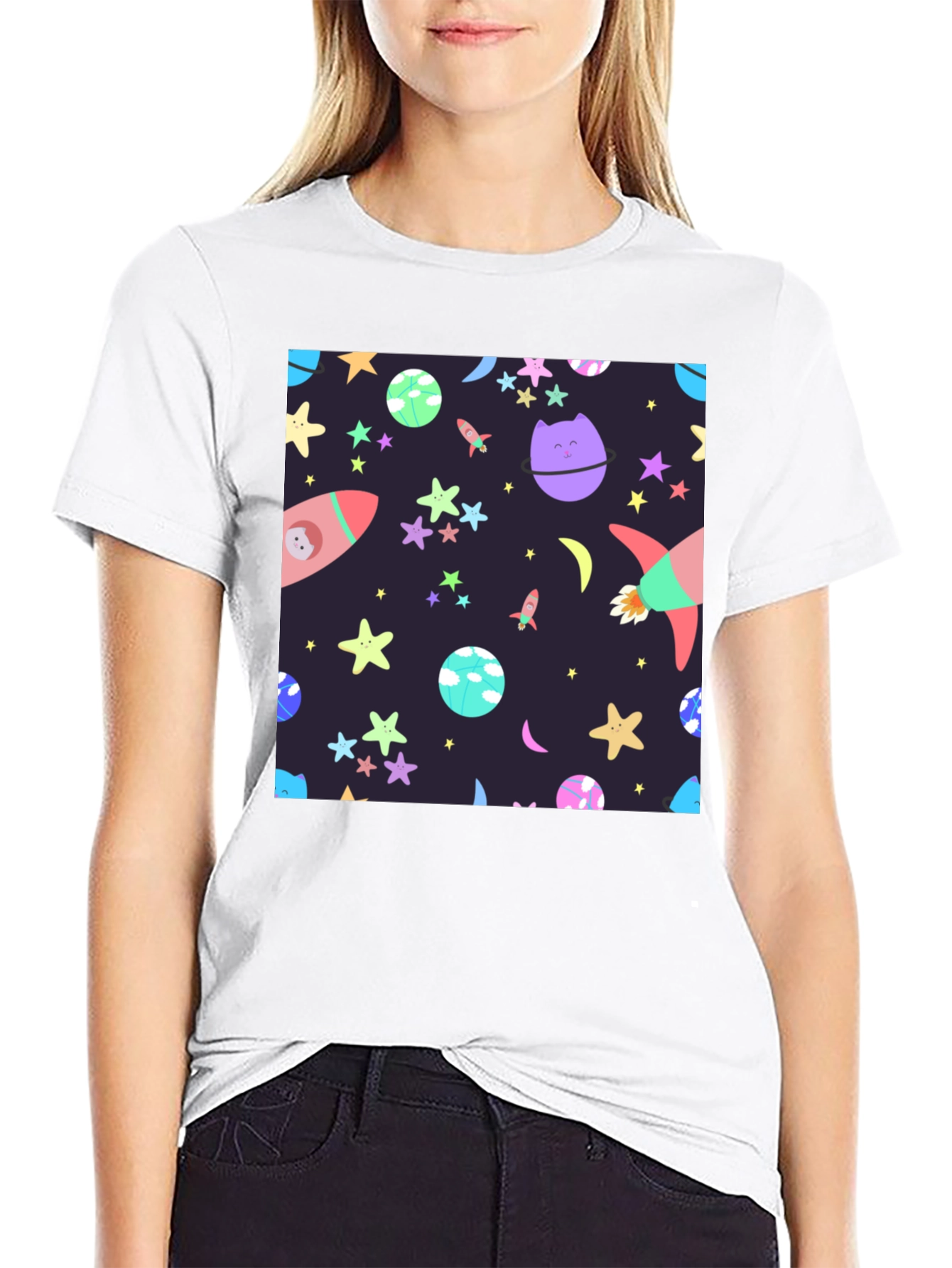 Black Cosmic Cartoon T-Shirt view 9