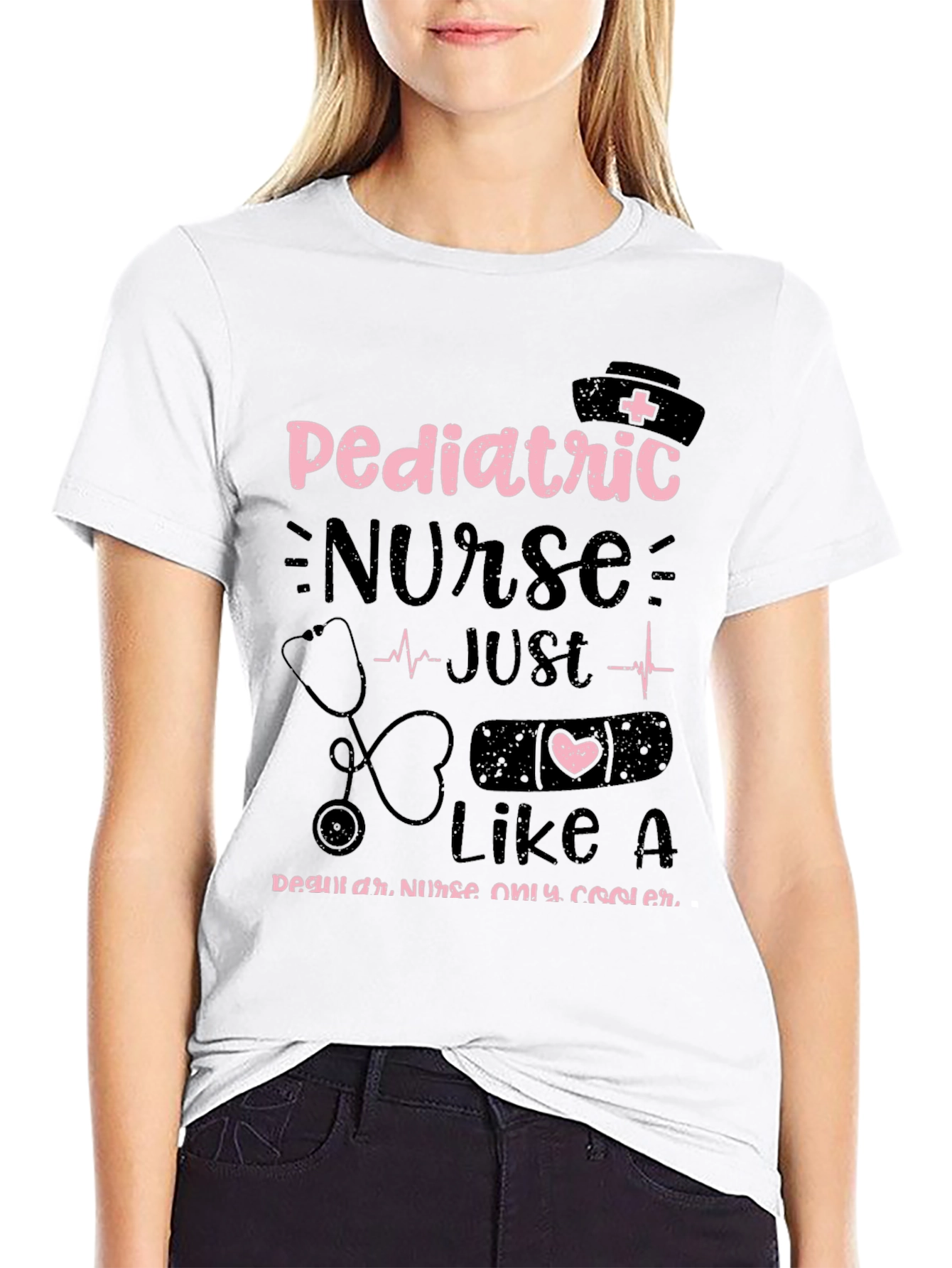 Black Pediatric Nurse T-Shirt - Cool Nurse Style view 9