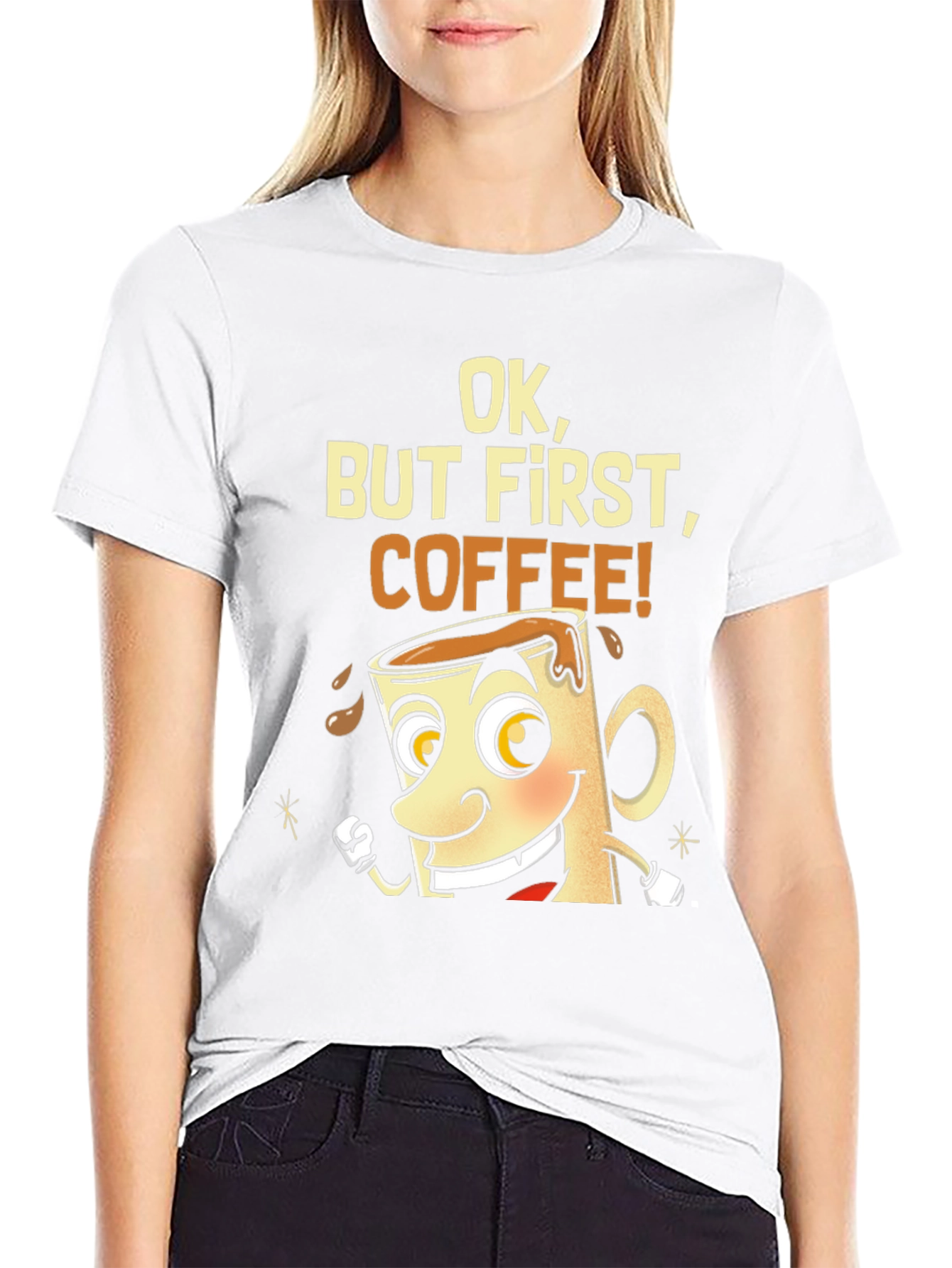 Black Ok, But First, Coffee! Graphic T-Shirt view 9