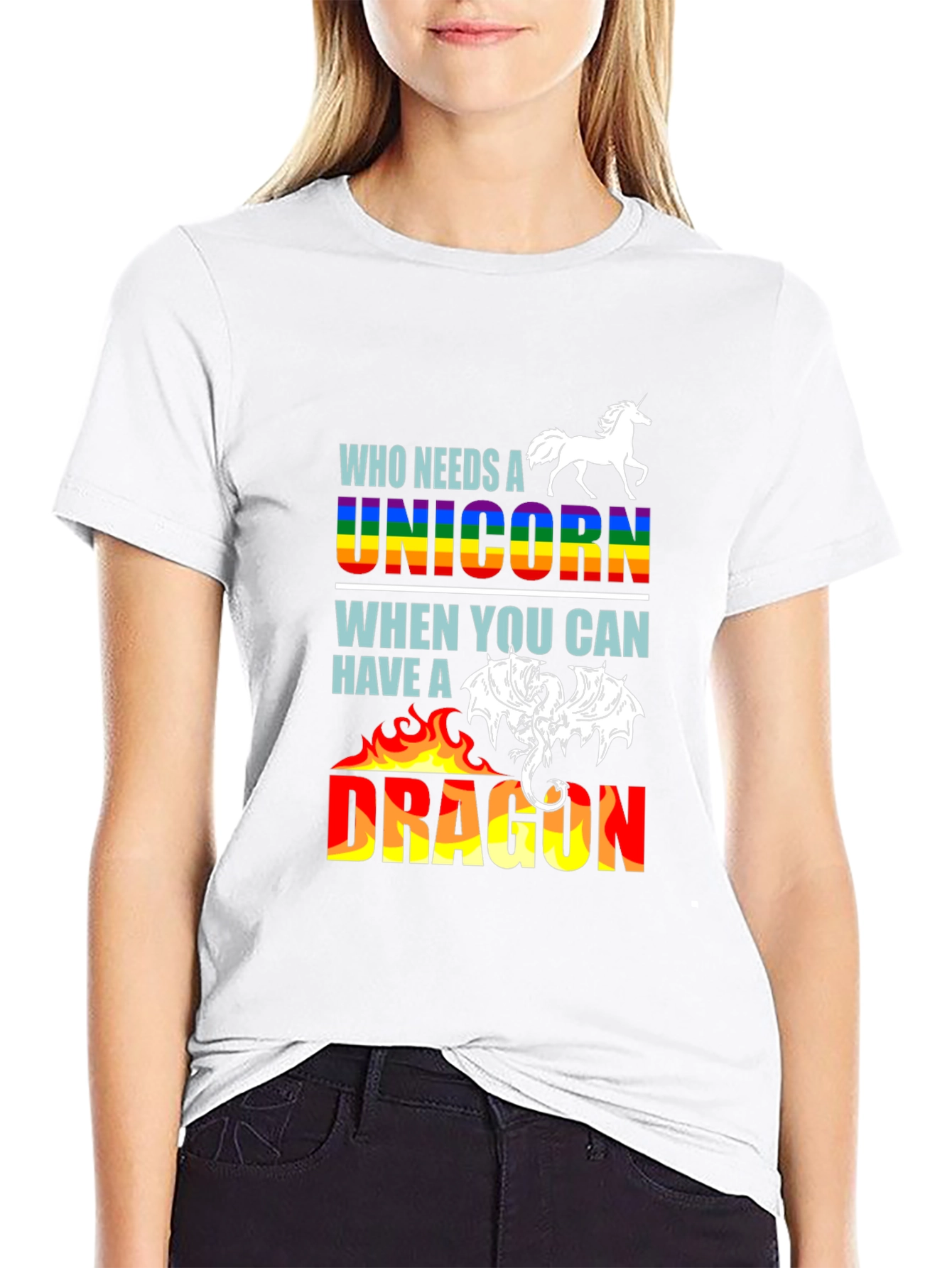 Black Unicorn or Dragon Graphic T-Shirt view 9