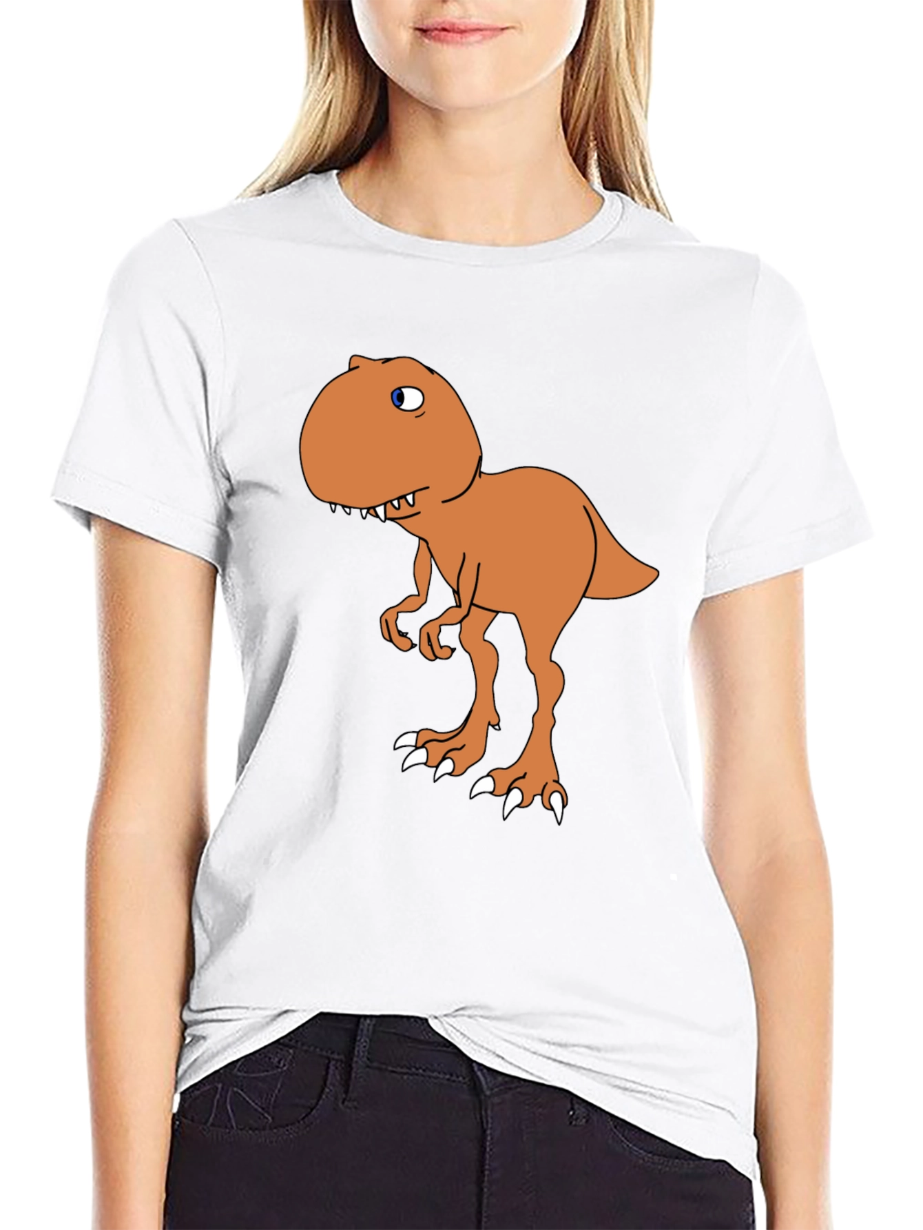 Black Cartoon Dinosaur Graphic Tee - Black view 9