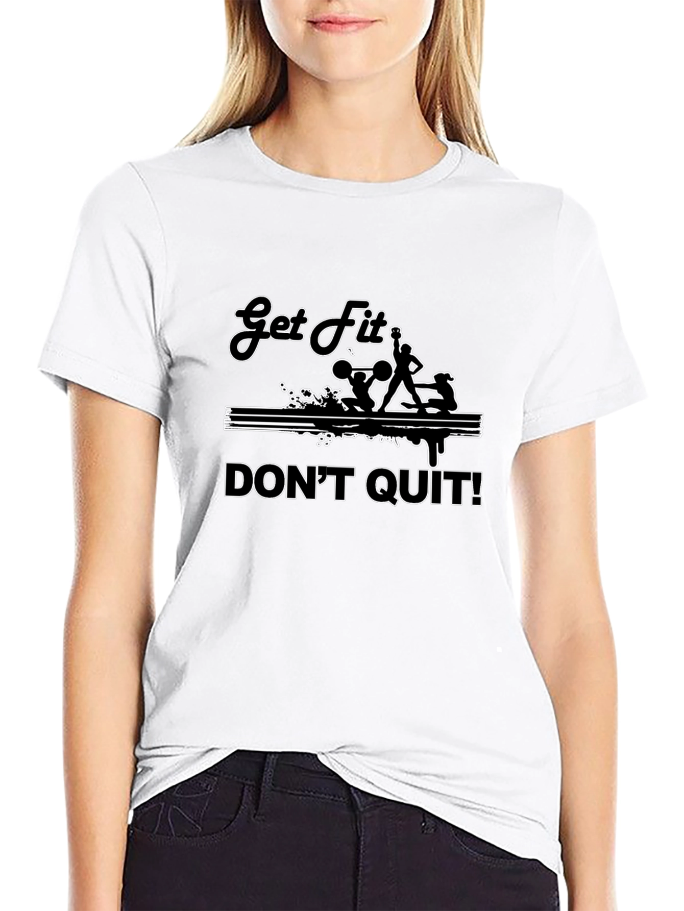 Black Get Fit Don't Quit Black T-Shirt view 9