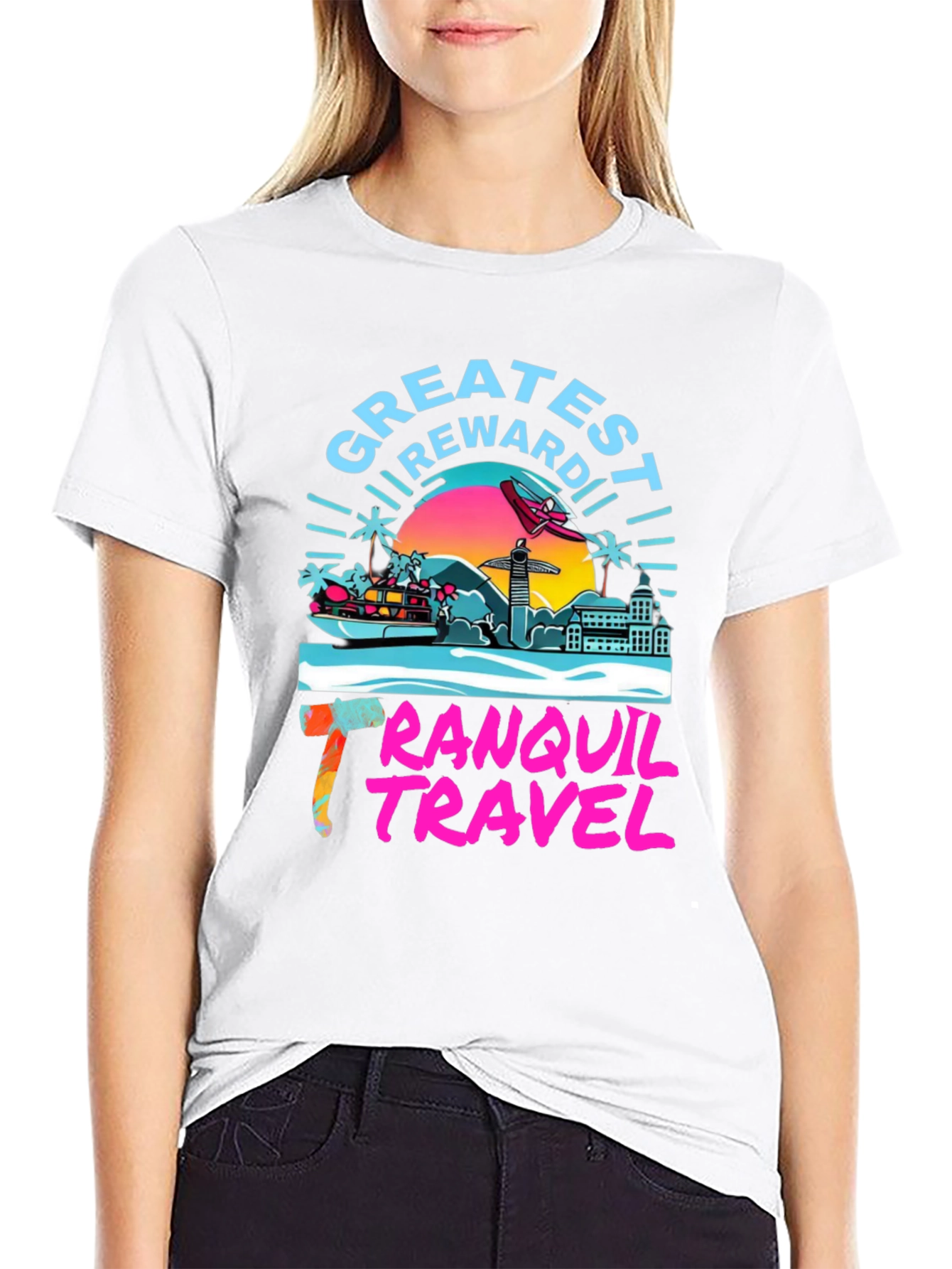 Black Tranquil Travel Graphic Tee - Tropical Paradise view 9