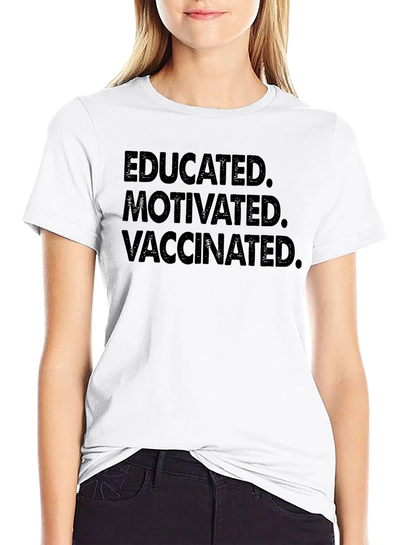 Black Educated Motivated Vaccinated Graphic Tee view 9