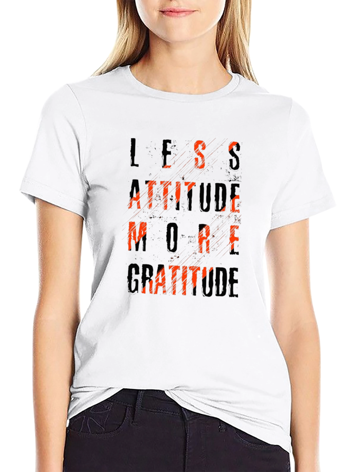 Black Less Attitude More Gratitude Black T-Shirt view 9