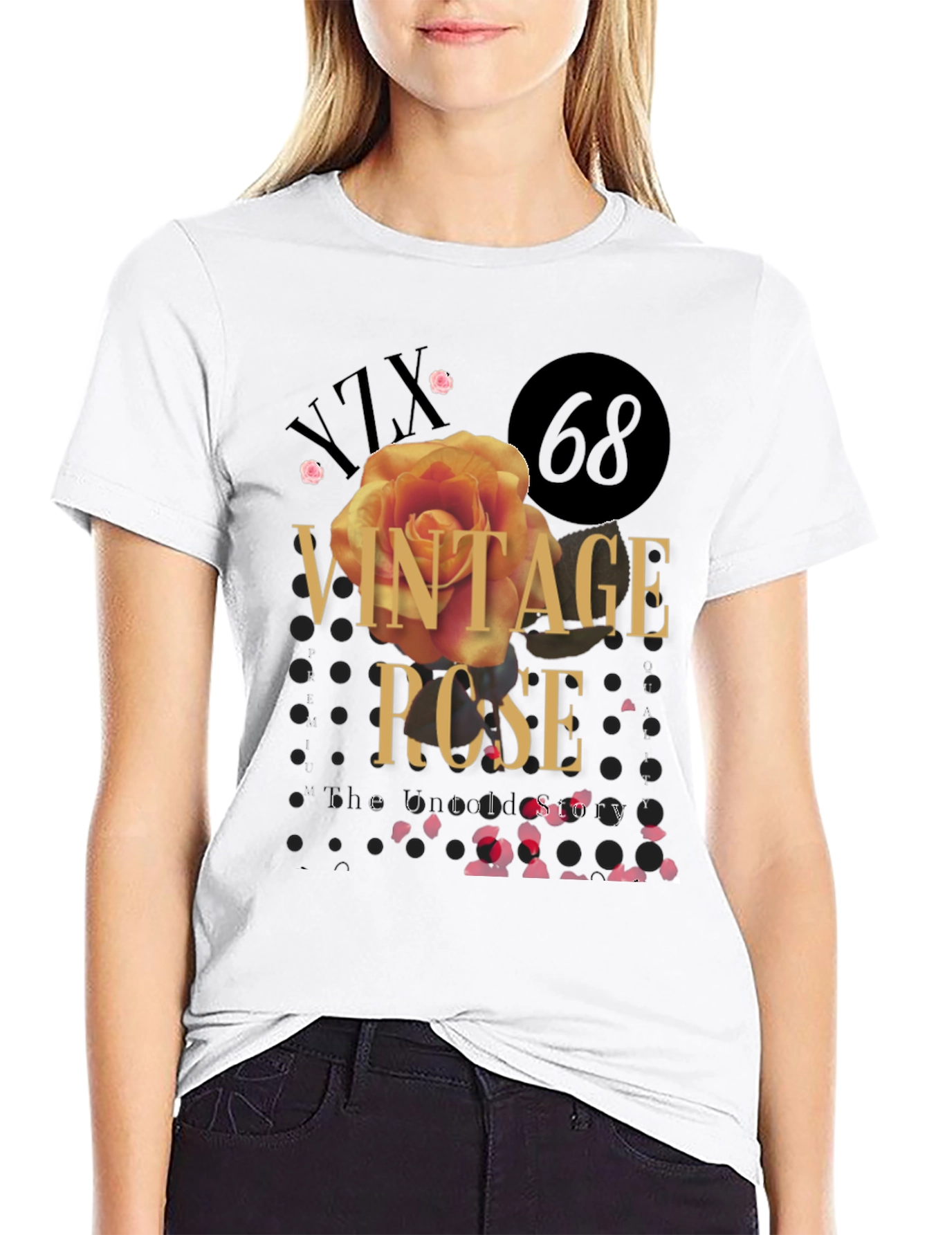 Black Vintage Rose Graphic Tee - Stylish Unisex T-Shirt view 9