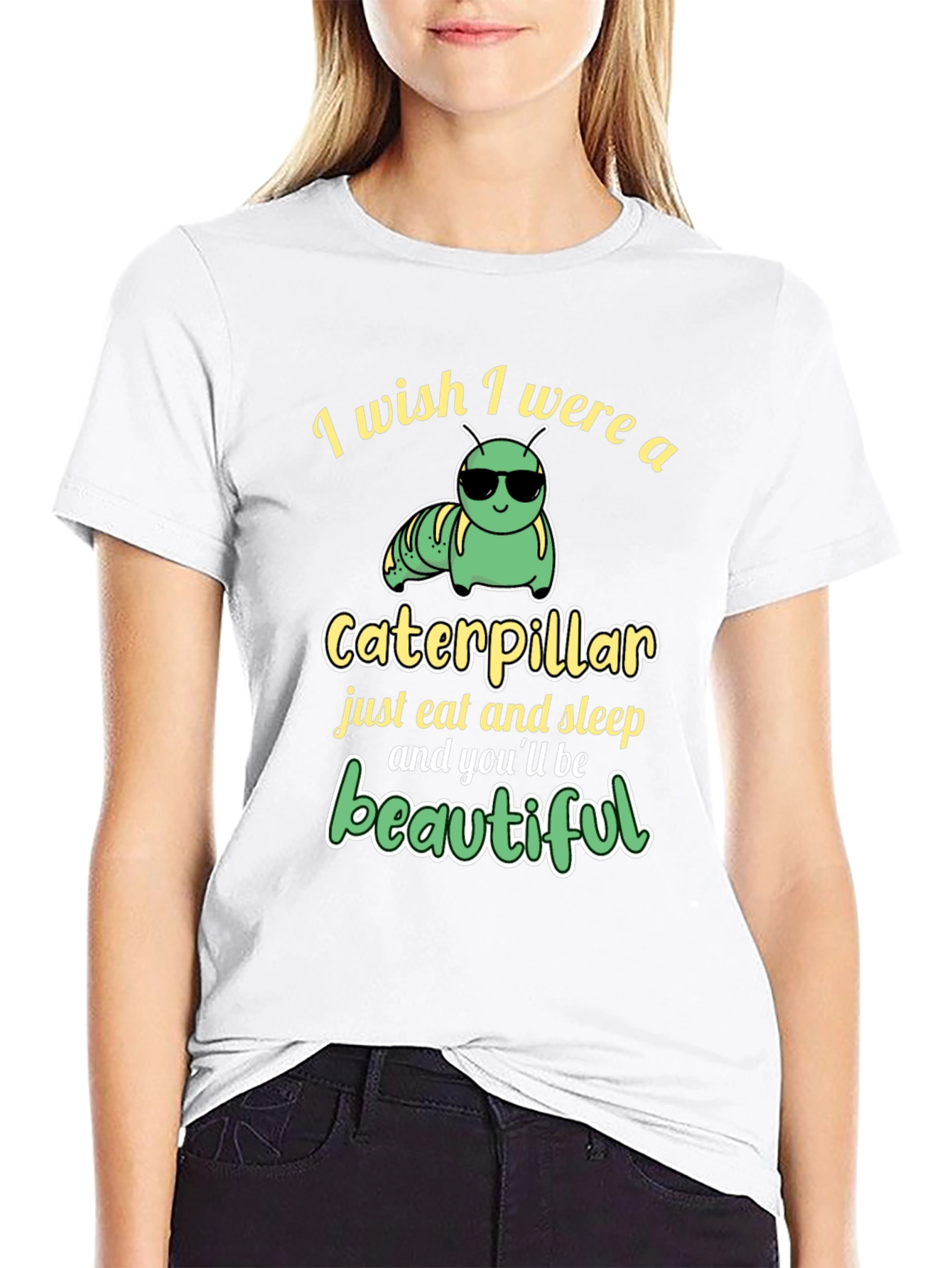 Black Funny Caterpillar T-Shirt - Eat, Sleep, Beautiful view 9