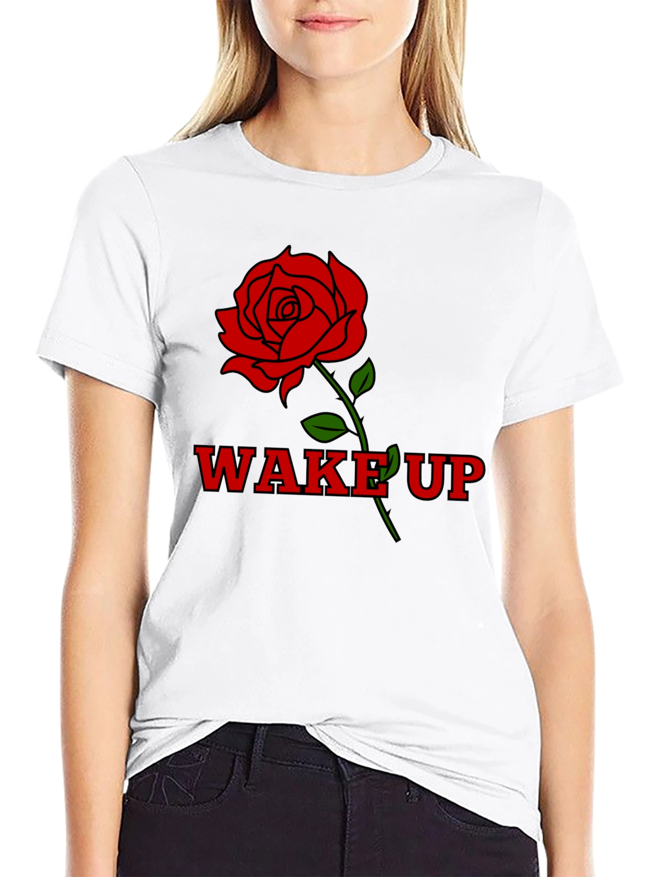 Black Wake Up Rose Graphic T-Shirt view 9