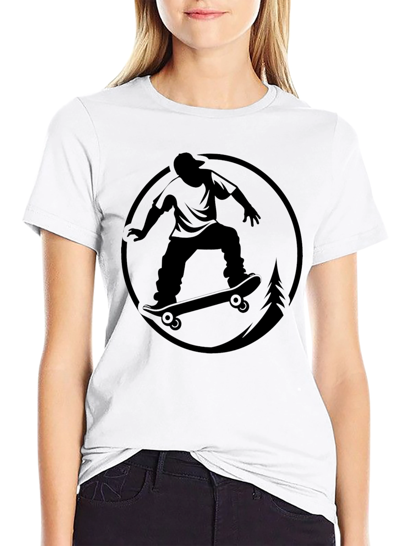 Black Skateboarder Graphic Black T-Shirt view 9