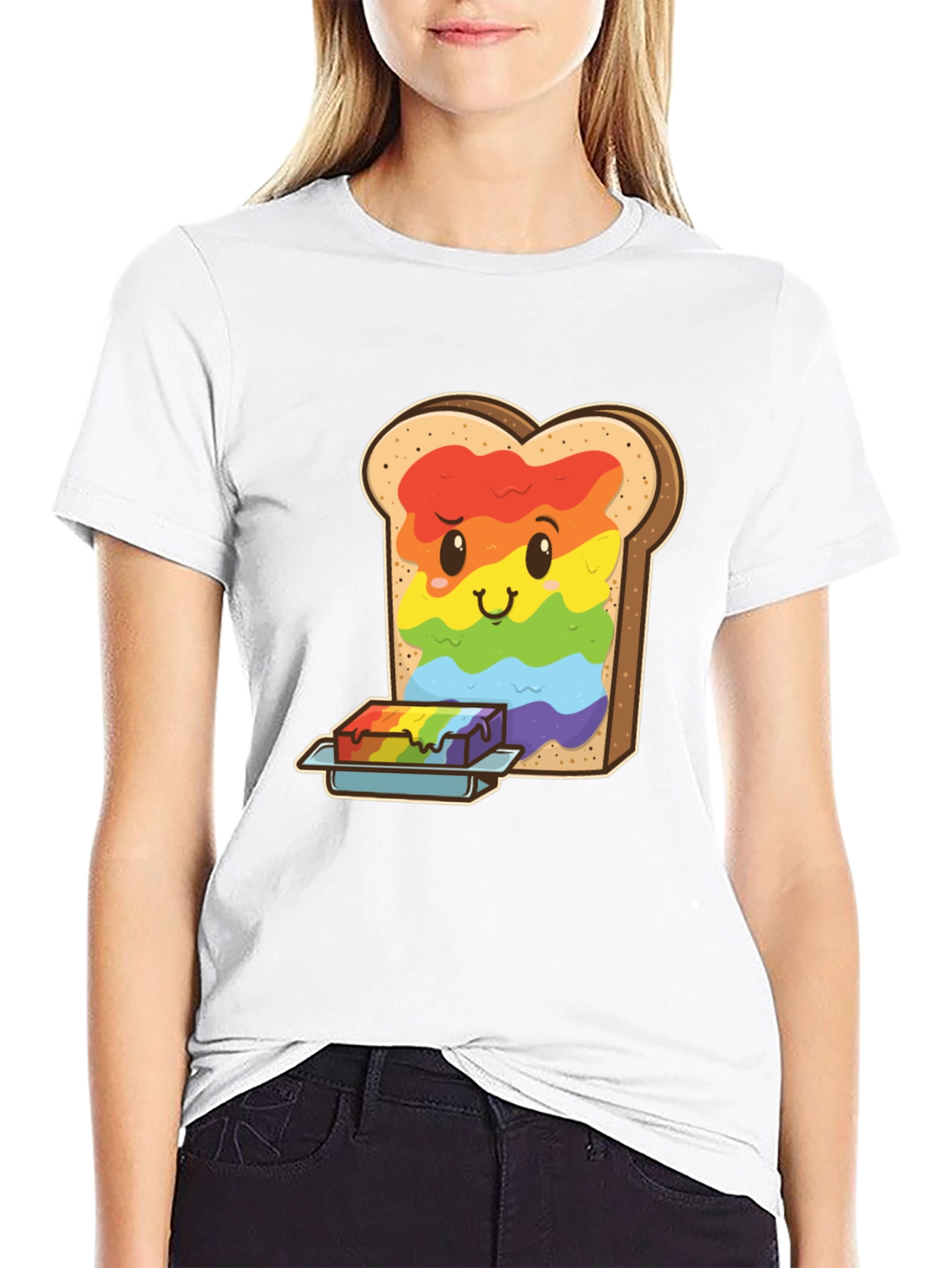 Black Rainbow Toast Graphic Tee - Unique Novelty Shirt view 9