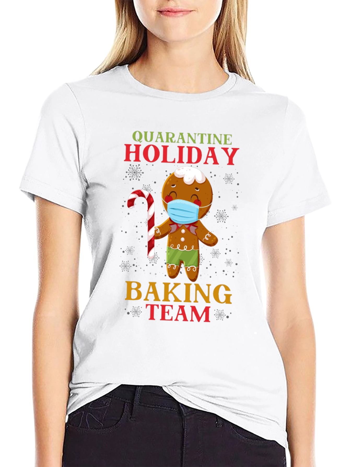 Black Quarantine Holiday Baking Team Gingerbread T-Shirt view 9