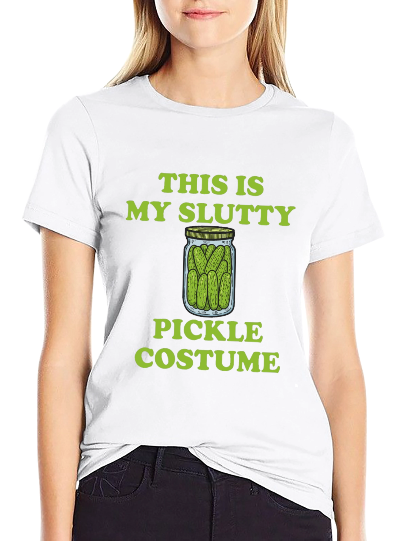 Black Slutty Pickle Costume Graphic T-Shirt view 9