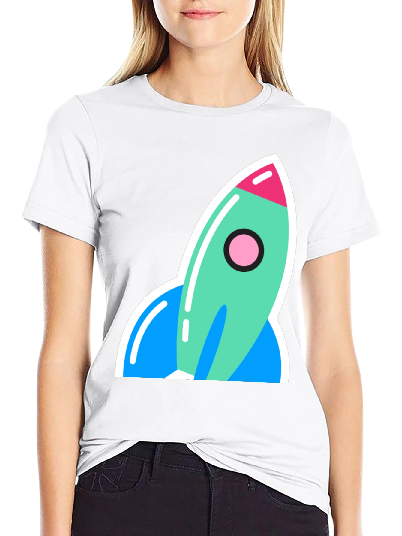 Black Retro Rocket Graphic Tee - Blast Off in Style! view 9