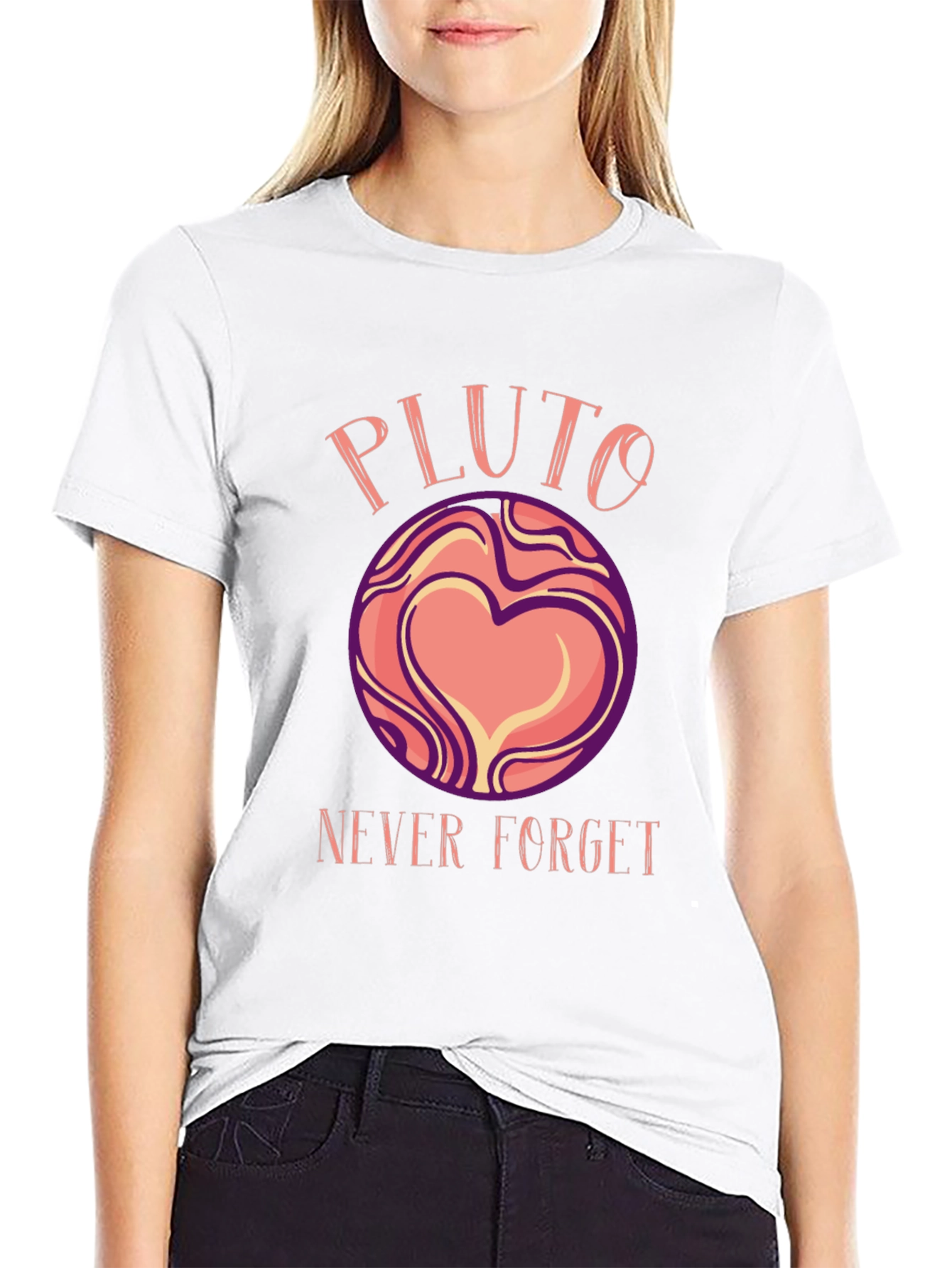 Black Pluto Never Forget Graphic T-Shirt view 9