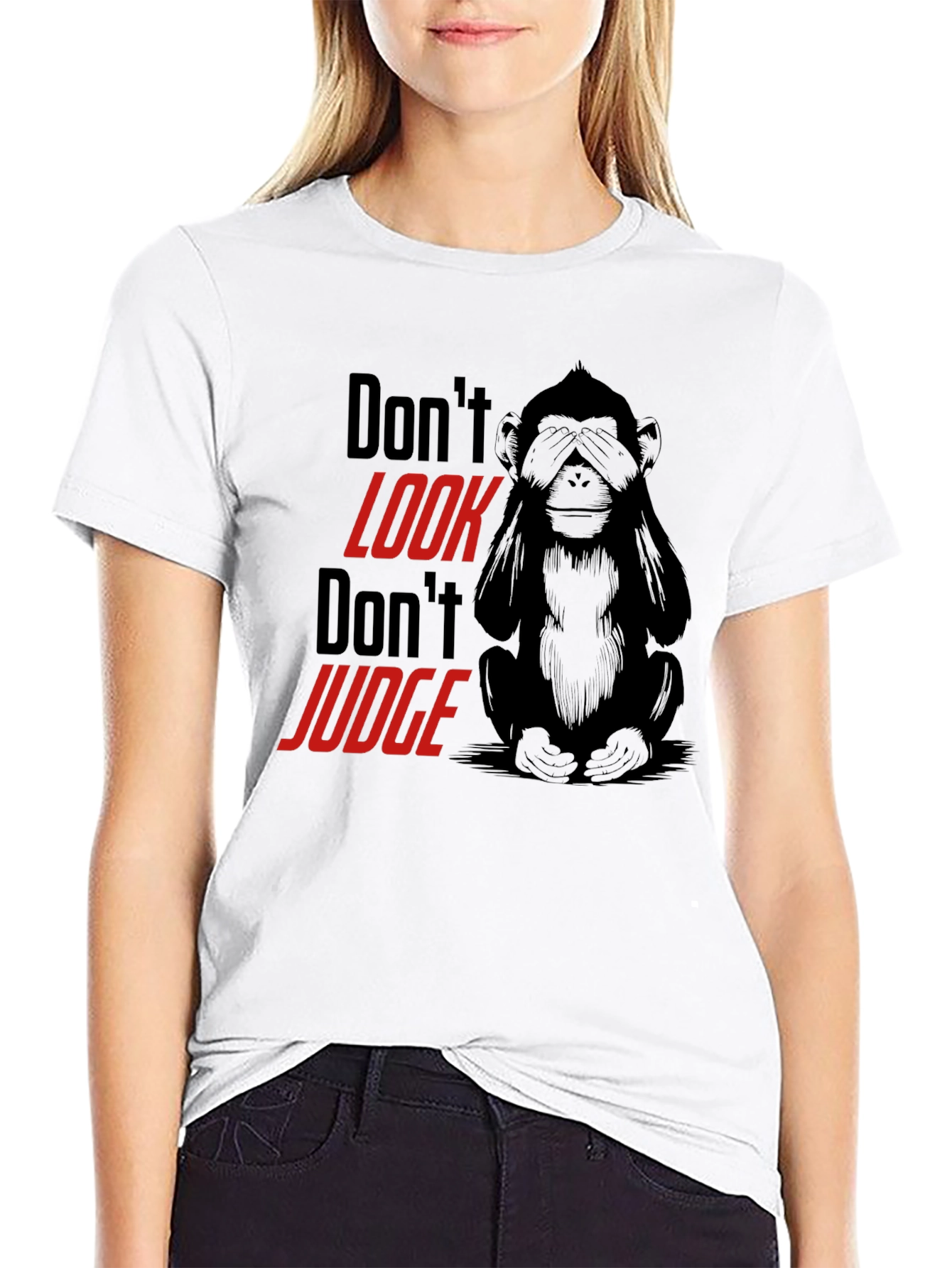 Black Don't Look Monkey Graphic Tee - Black view 9
