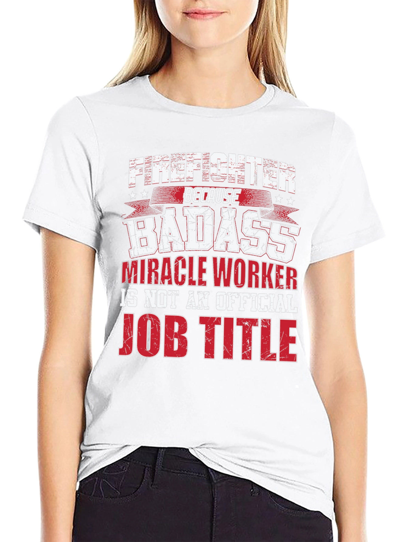 Black Firefighter Badass Job Title Black T-Shirt view 9