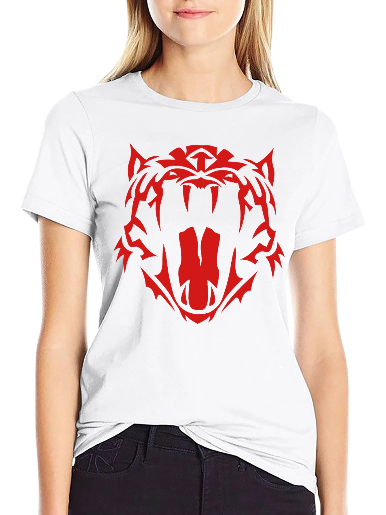 Black Red Tiger Graphic Black T-Shirt view 9