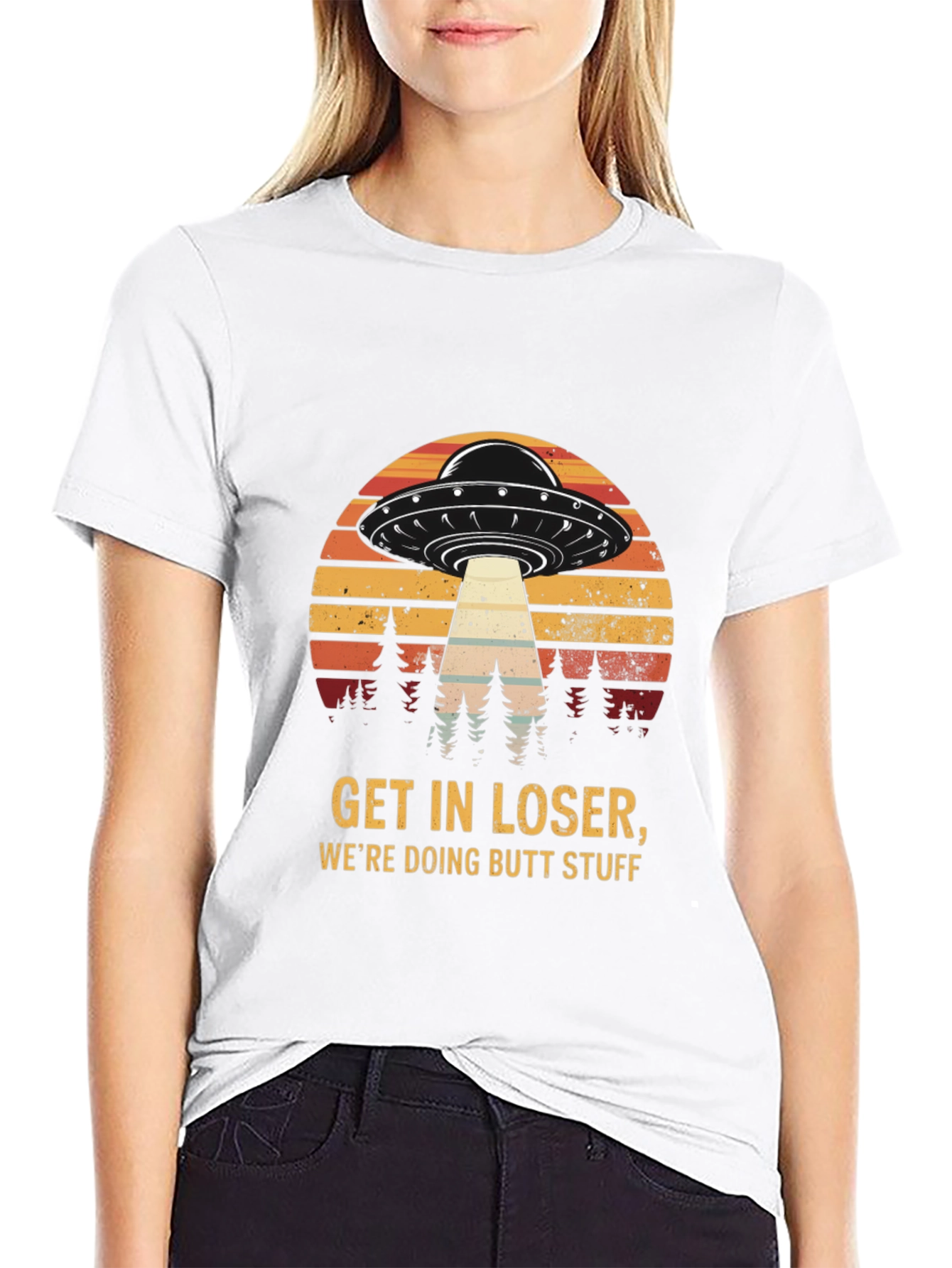 Black Get in Loser UFO T-Shirt view 9