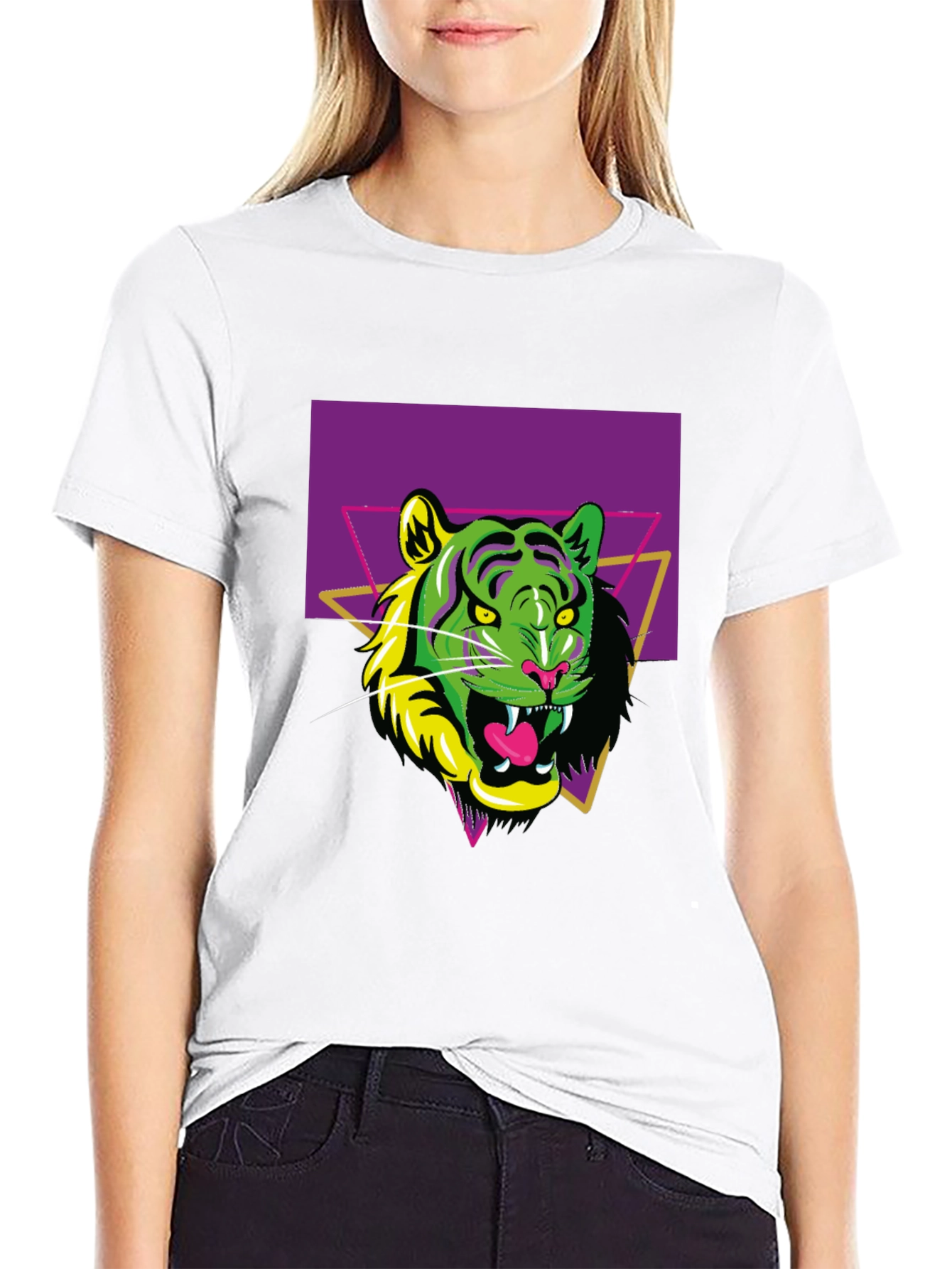 Black Retro Tiger Graphic Tee - Men's Black T-Shirt view 9