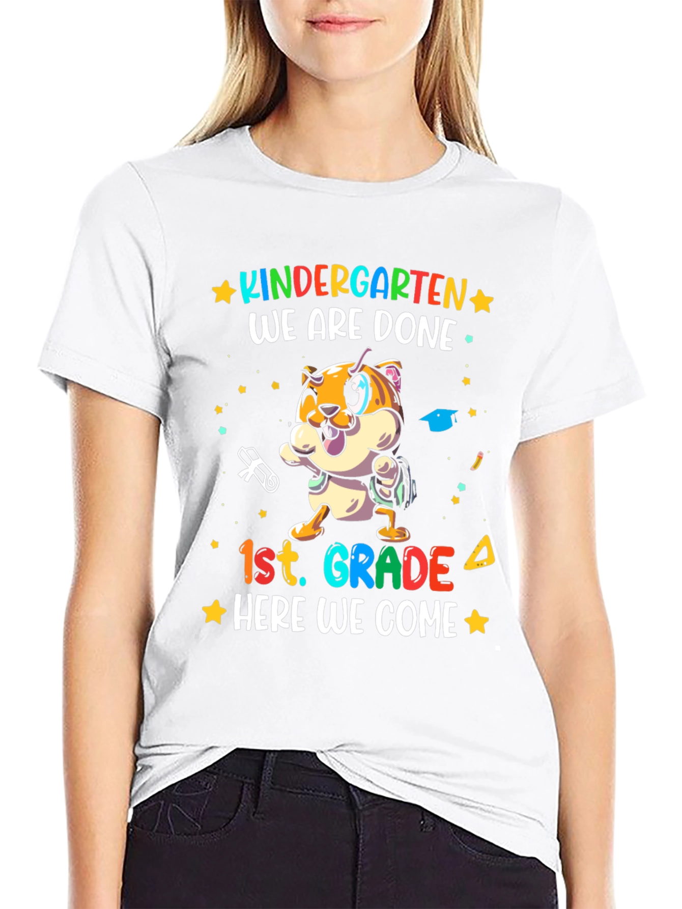 Black Kindergarten Done 1st Grade Here We Come T-Shirt view 9