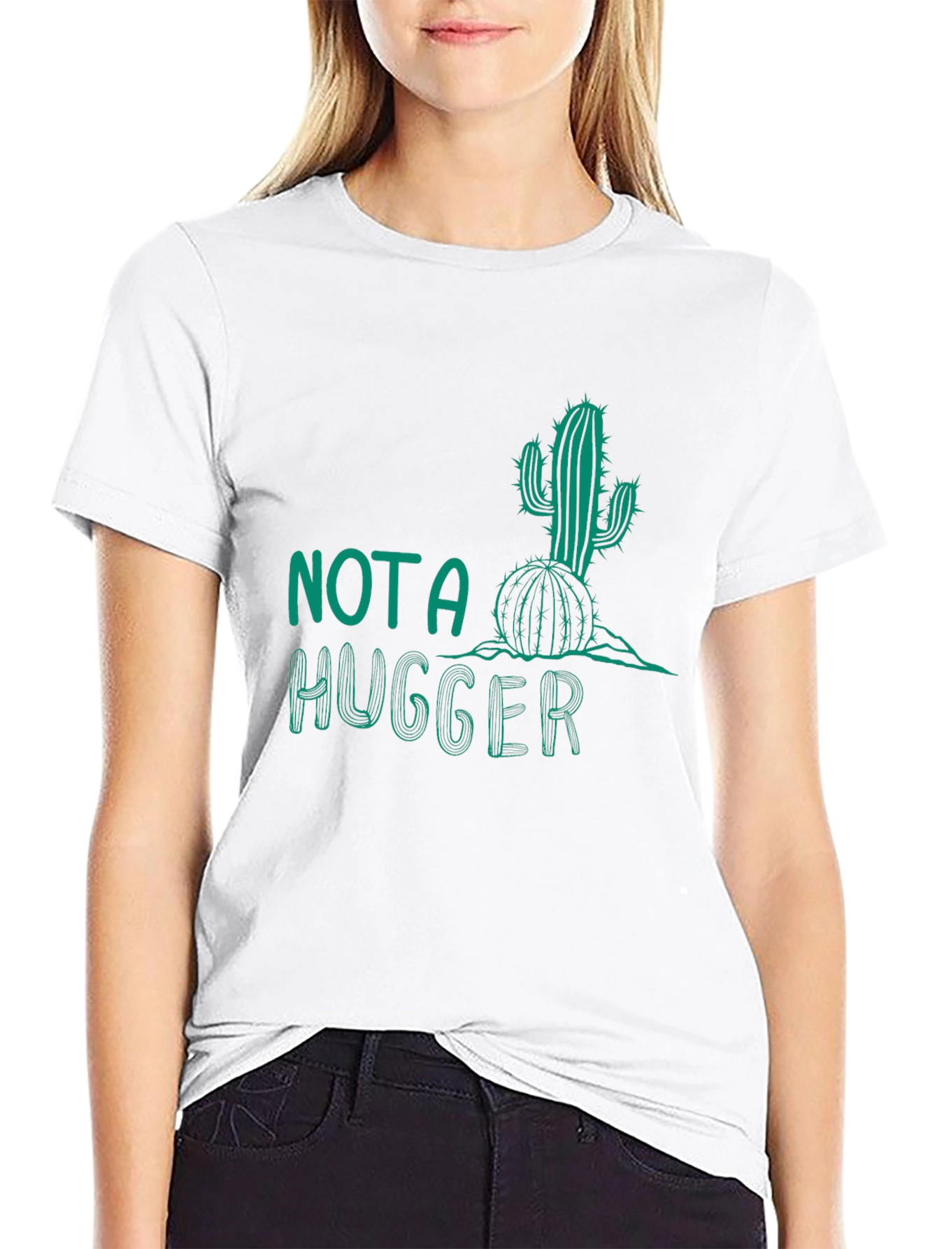 Black Not A Hugger Cactus Graphic Tee - Black view 9