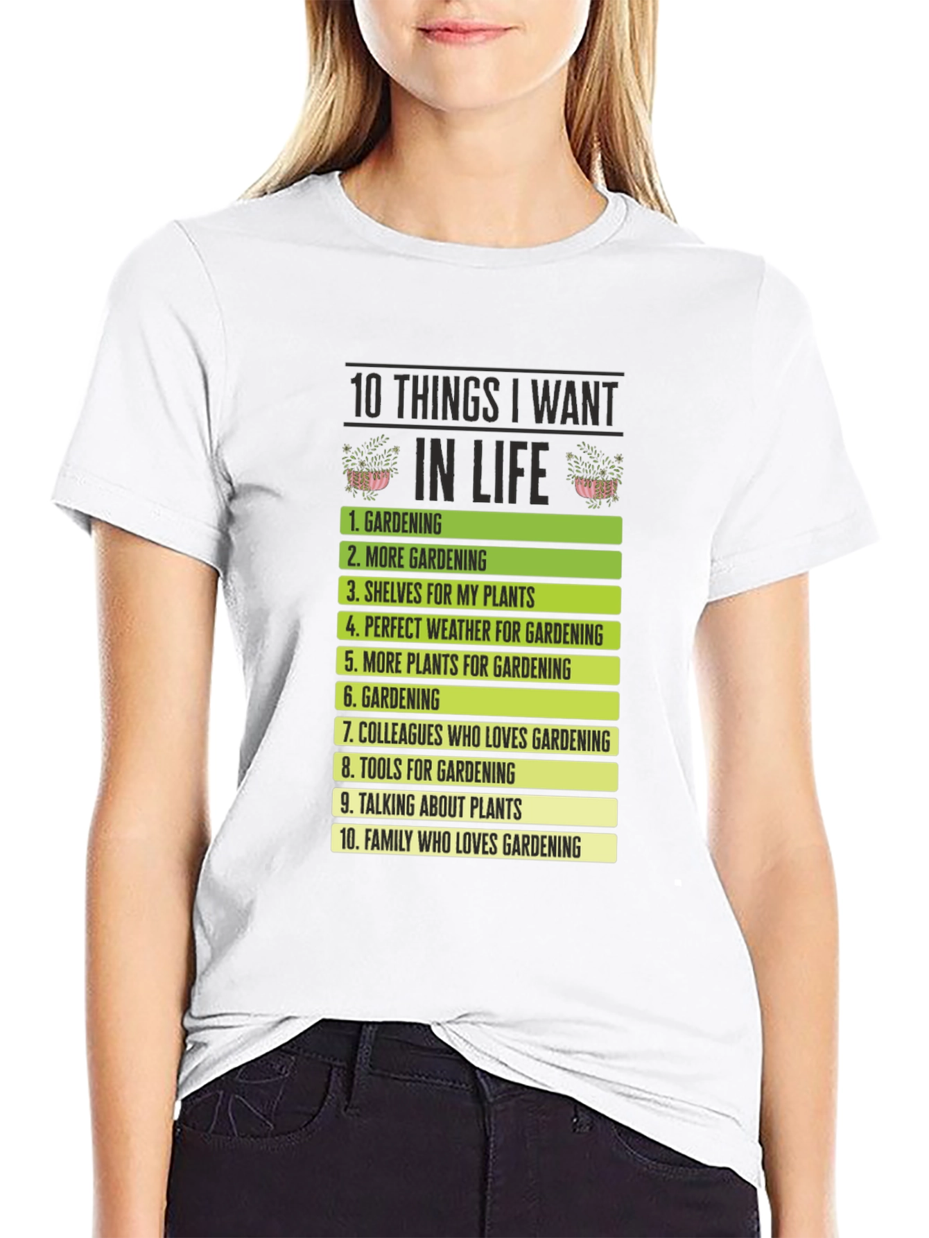 Black Gardening Wish List T-Shirt - Plant Lover Tee view 9