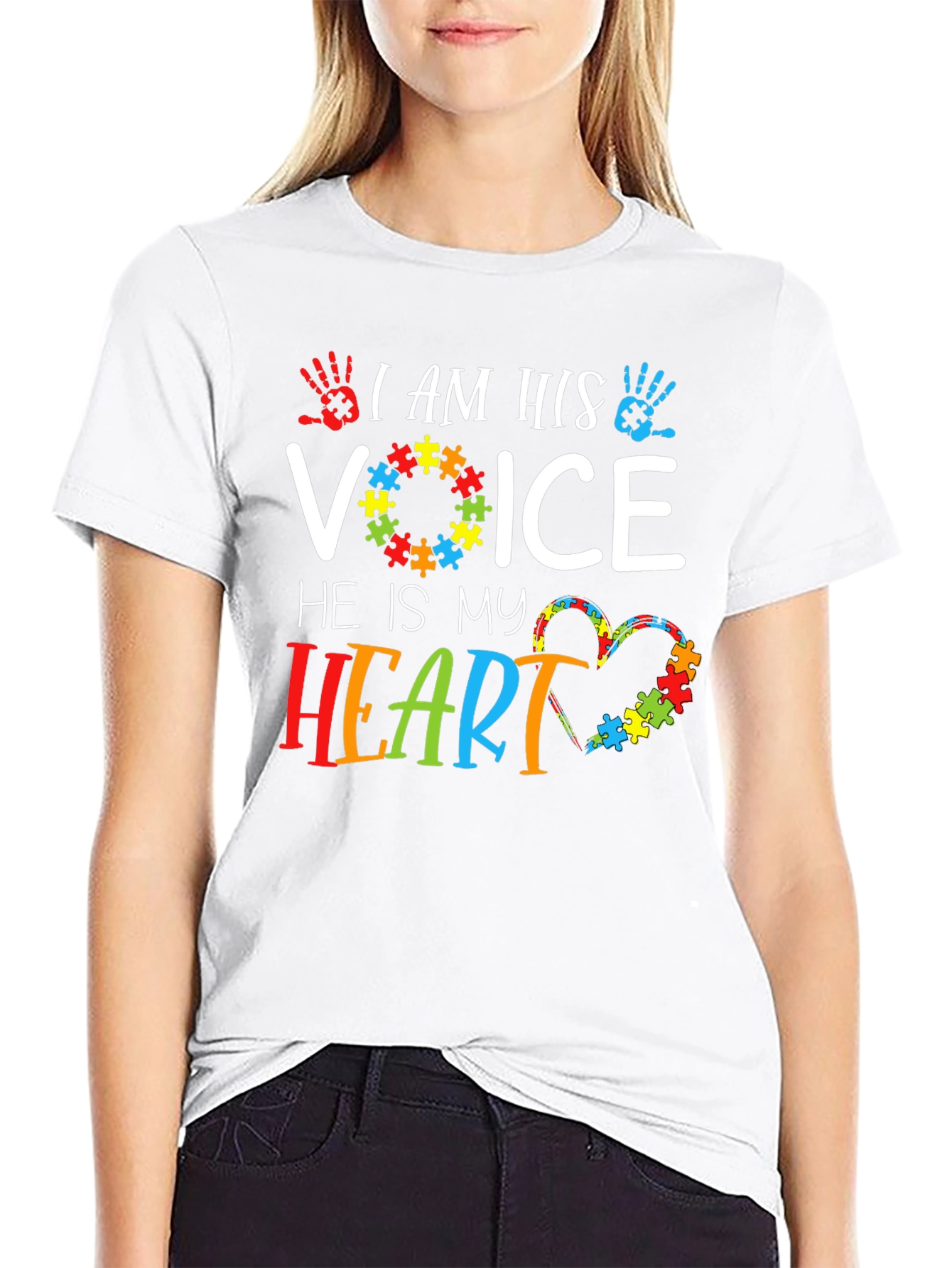 Black Autism Awareness T-Shirt - I Am His Voice view 9
